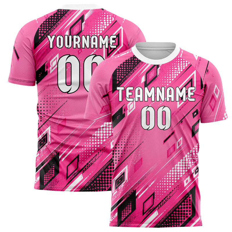 Hot Pink lebendiges Rauten radialer Center Fade Design 01-0241 individuelles Fußballtrikot main