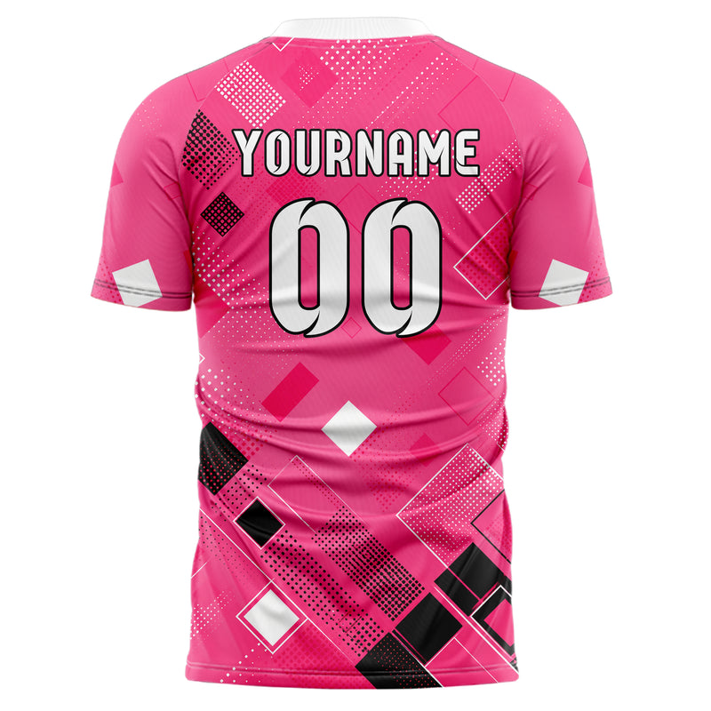 Hot Pink lebendiges Rauten radialer Center Fade Design 01-0337 individuelles Fußballtrikot back
