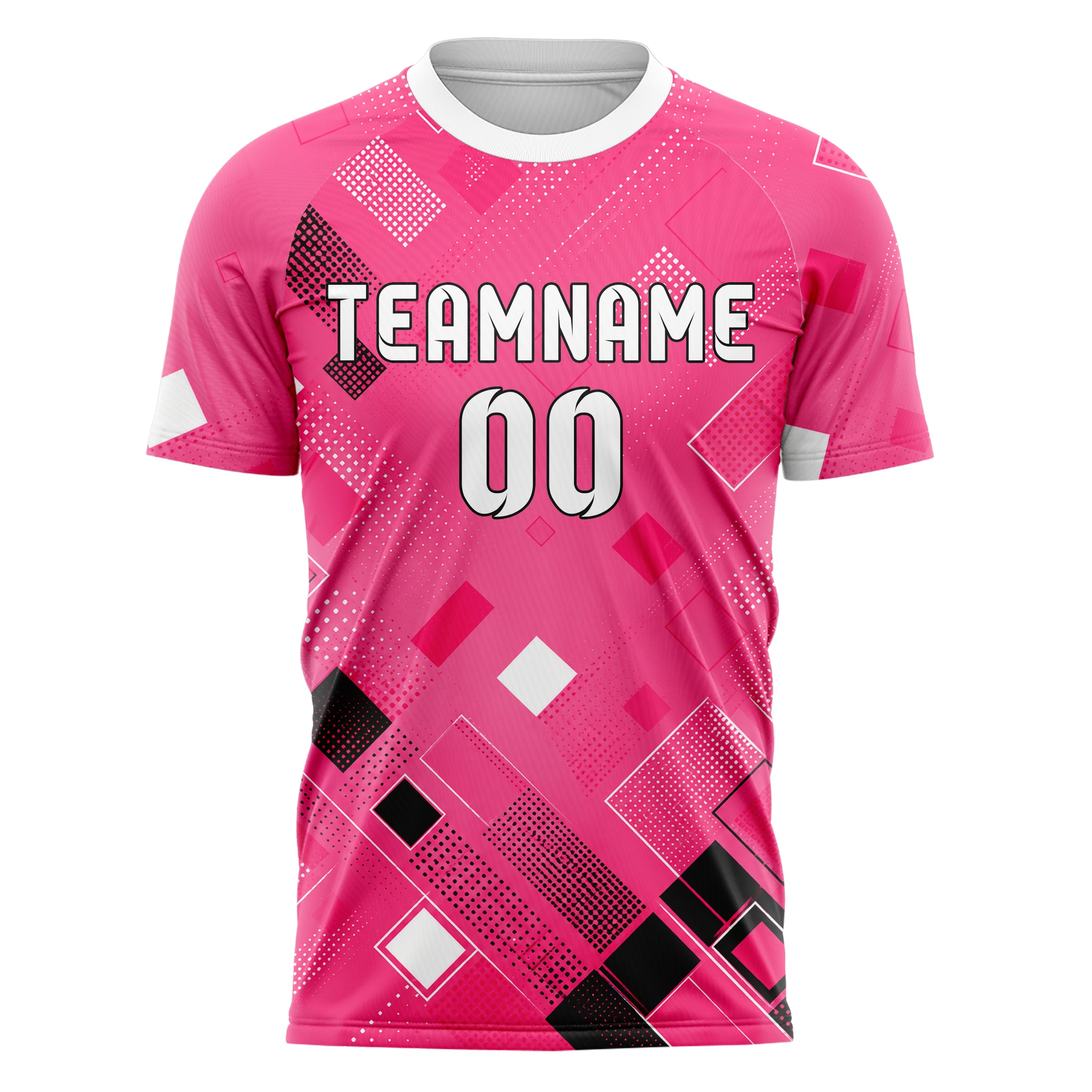 Hot Pink lebendiges Rauten radialer Center Fade Design 01-0337 individuelles Fußballtrikot front
