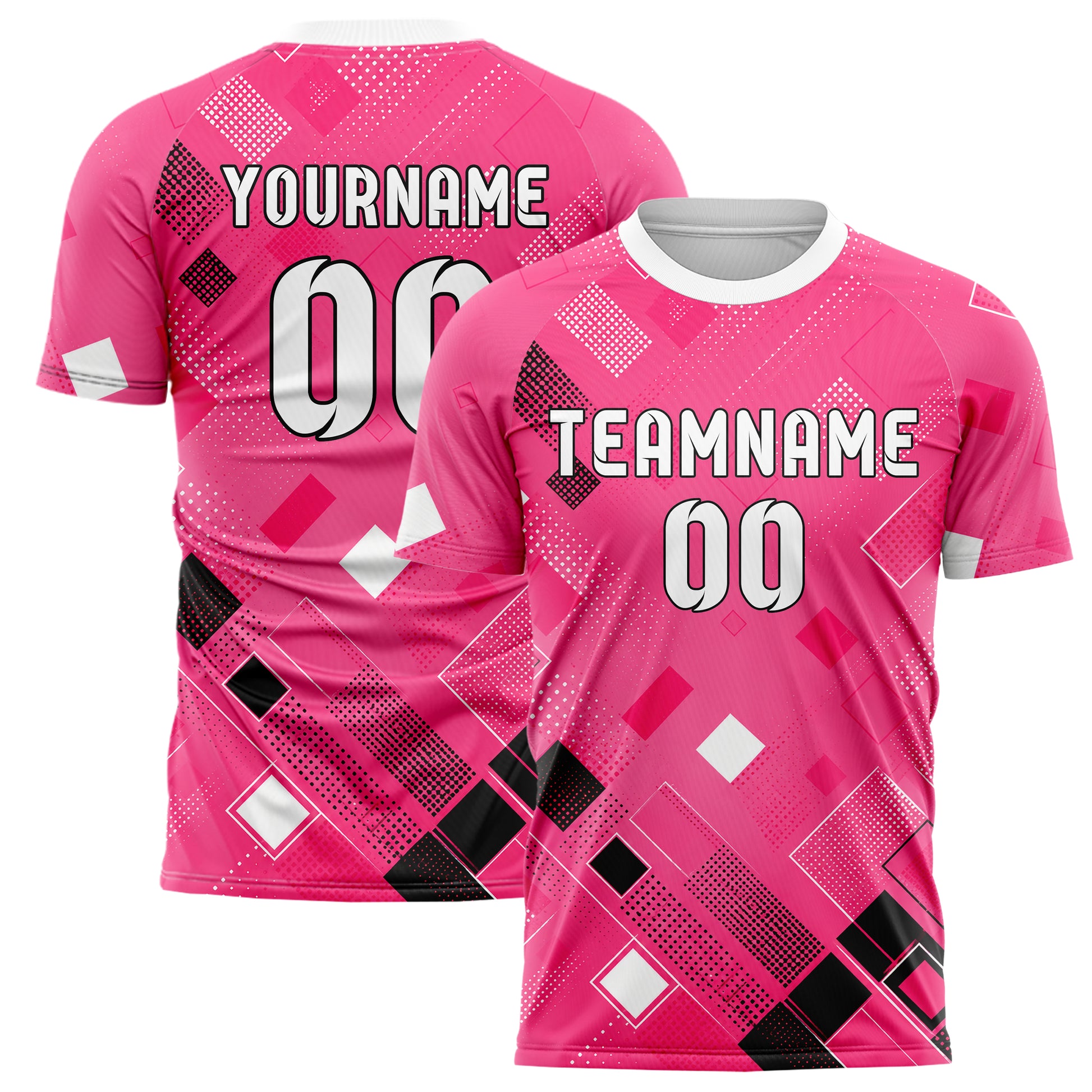 Hot Pink lebendiges Rauten radialer Center Fade Design 01-0337 individuelles Fußballtrikot main