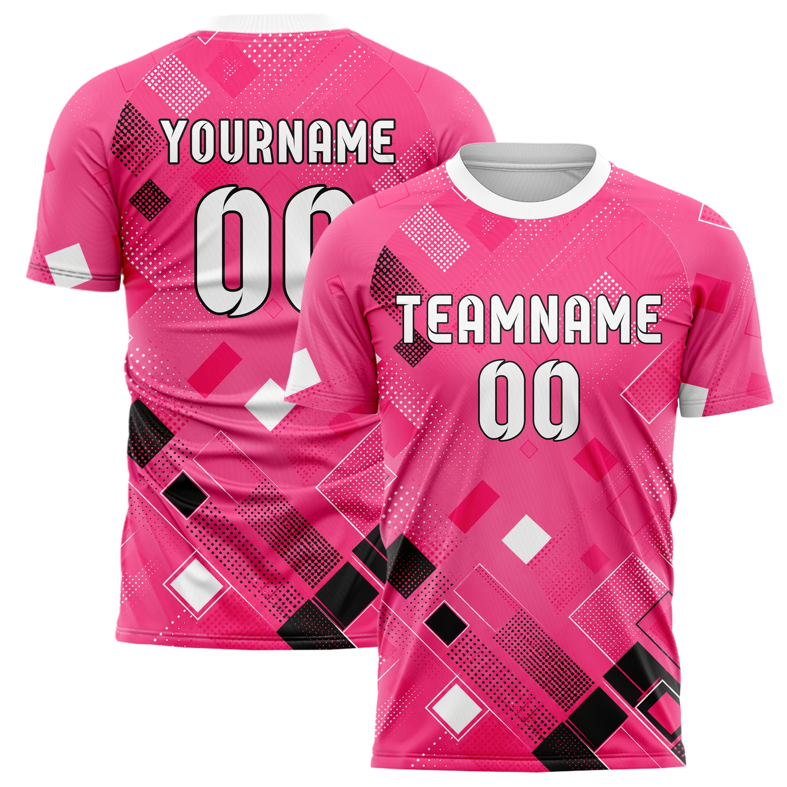 Hot Pink lebendiges Rauten radialer Center Fade Design 01-0337 individuelles Fußballtrikot main