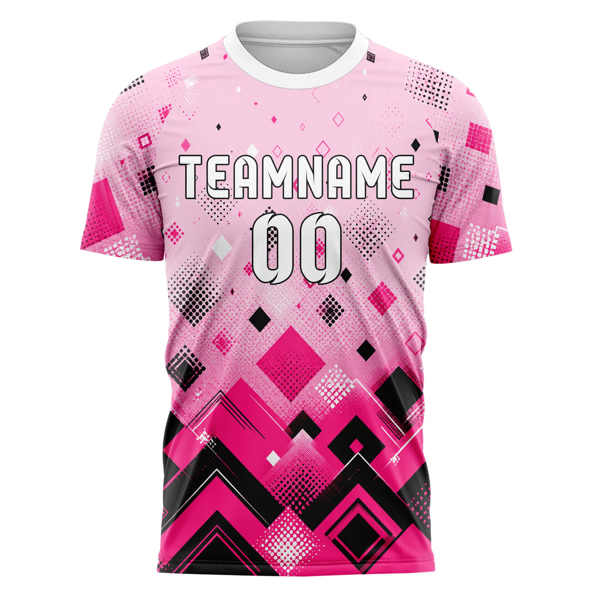 Hot Pink lebendiges Rauten radialer Center Fade Design 01-0385 individuelles Fußballtrikot front