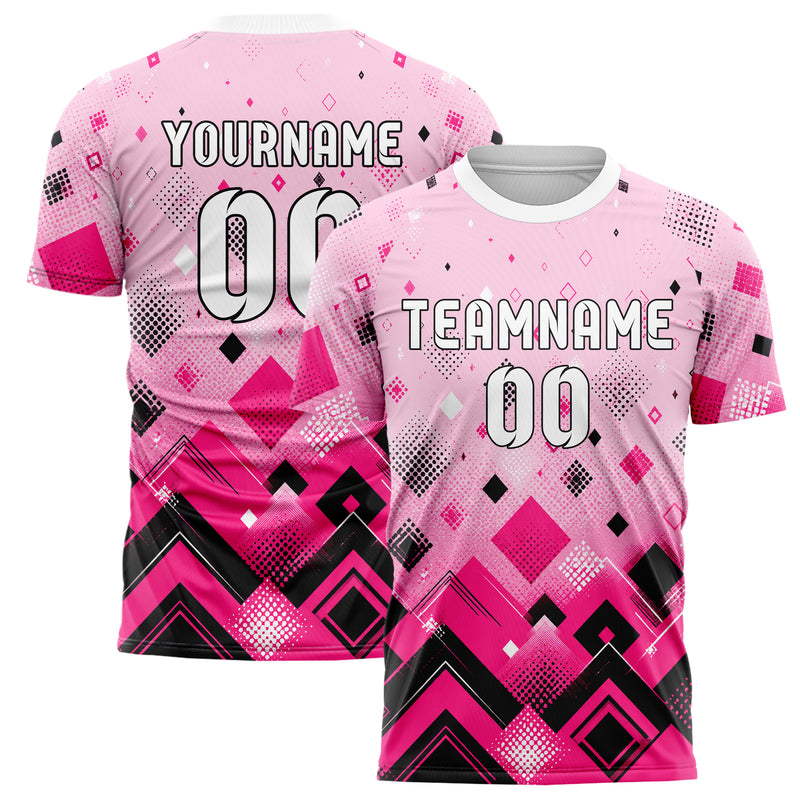 Hot Pink lebendiges Rauten radialer Center Fade Design 01-0385 individuelles Fußballtrikot main