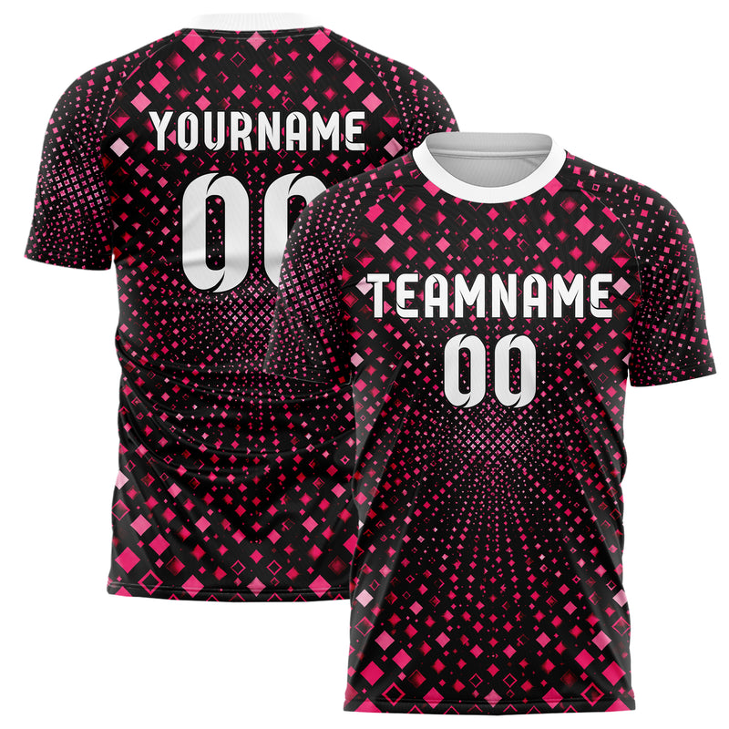 Hot Pink lebendiges Rauten Micro to Macro Gradient Design 01-0292 individuelles Fußballtrikot main
