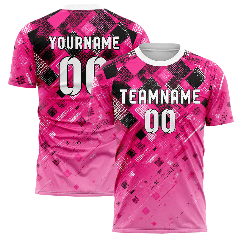 Hot Pink lebendiges Rauten dichter Verlauf von oben Design 01-0064 individuelles Fußballtrikot main