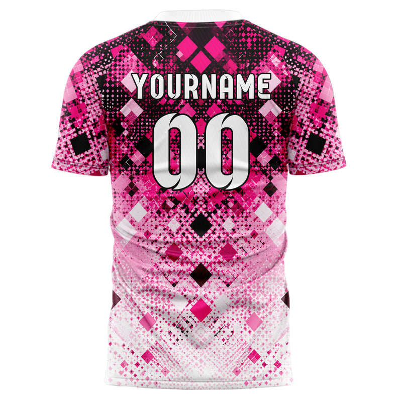 Hot Pink lebendiges Rauten dichter Verlauf von oben Design 01-0400 individuelles Fußballtrikot back