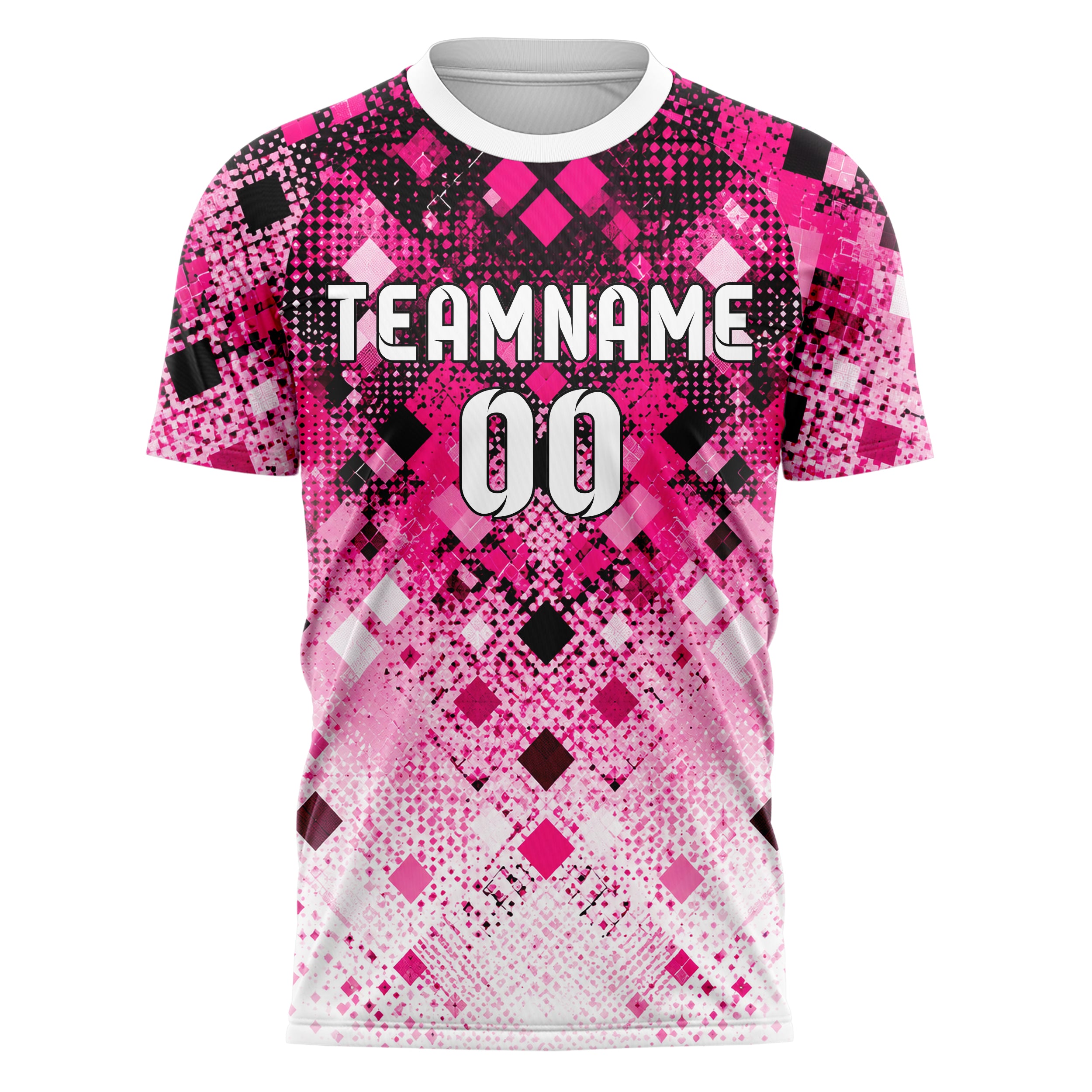 Hot Pink lebendiges Rauten dichter Verlauf von oben Design 01-0400 individuelles Fußballtrikot front