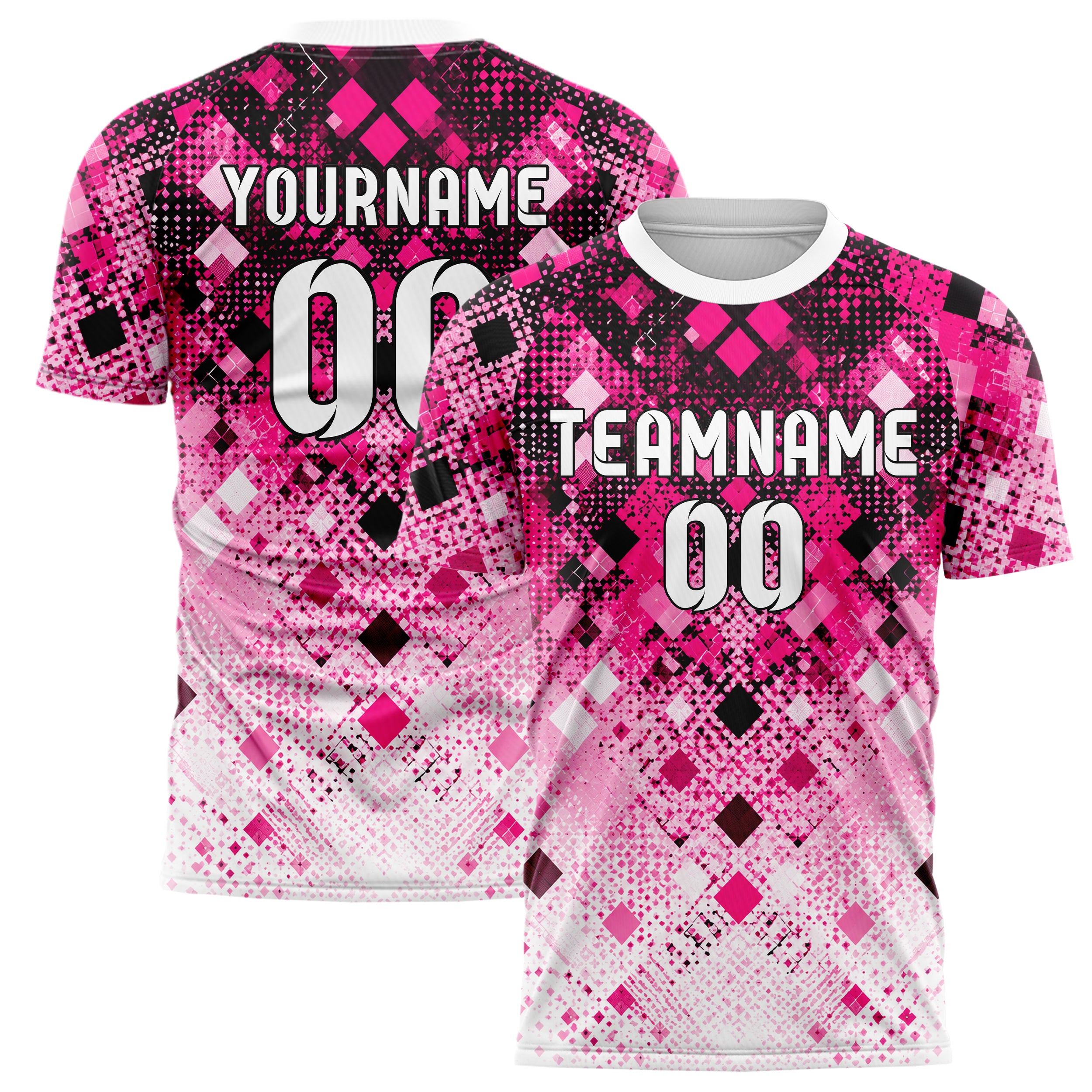 Hot Pink lebendiges Rauten dichter Verlauf von oben Design 01-0400 individuelles Fußballtrikot main