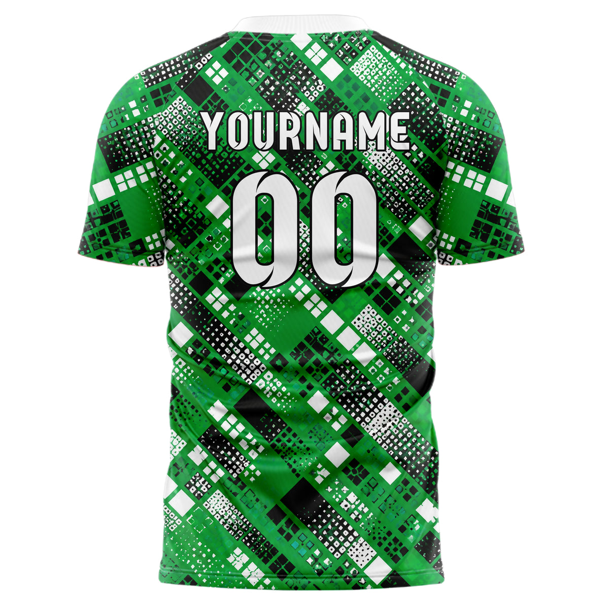 Kellygruen klassisches Rauten Square Grid Design 01-0013 individuelles Fußballtrikot back