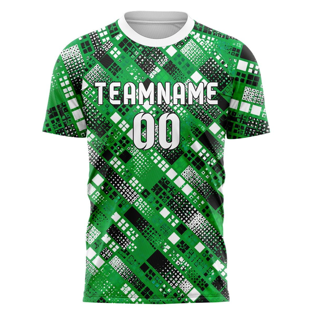 Kellygruen klassisches Rauten Square Grid Design 01-0013 individuelles Fußballtrikot front