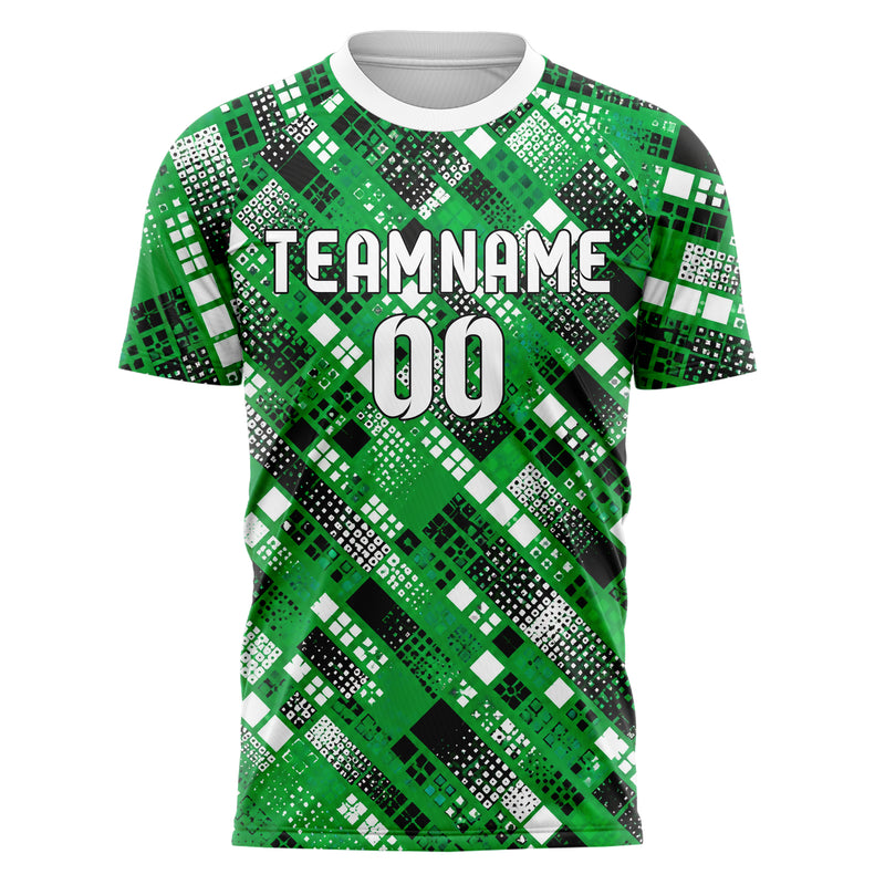 Kellygruen klassisches Rauten Square Grid Design 01-0013 individuelles Fußballtrikot front