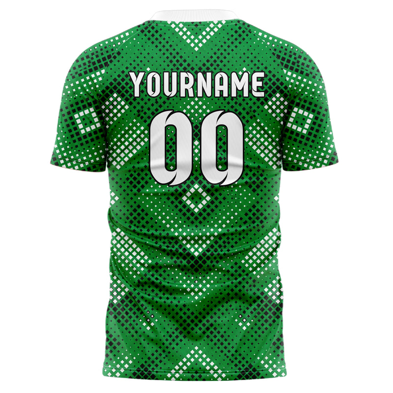 Kellygruen klassisches Rauten Square Grid Design 01-0301 individuelles Fußballtrikot back