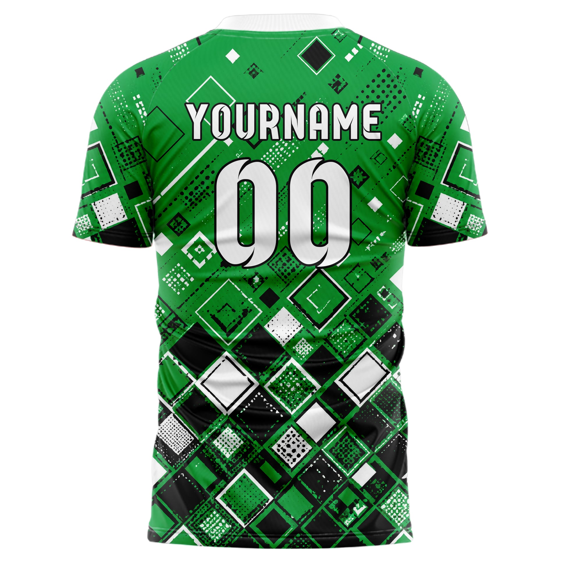 Kellygruen klassisches Rauten dichter Verlauf von unten Design 01-0031 individuelles Fußballtrikot back