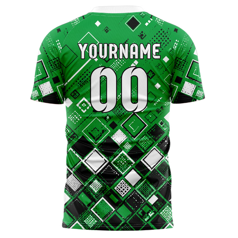 Kellygruen klassisches Rauten dichter Verlauf von unten Design 01-0031 individuelles Fußballtrikot back