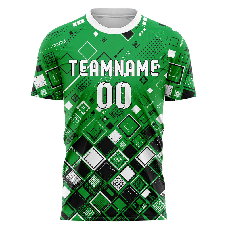 Kellygruen klassisches Rauten dichter Verlauf von unten Design 01-0031 individuelles Fußballtrikot front