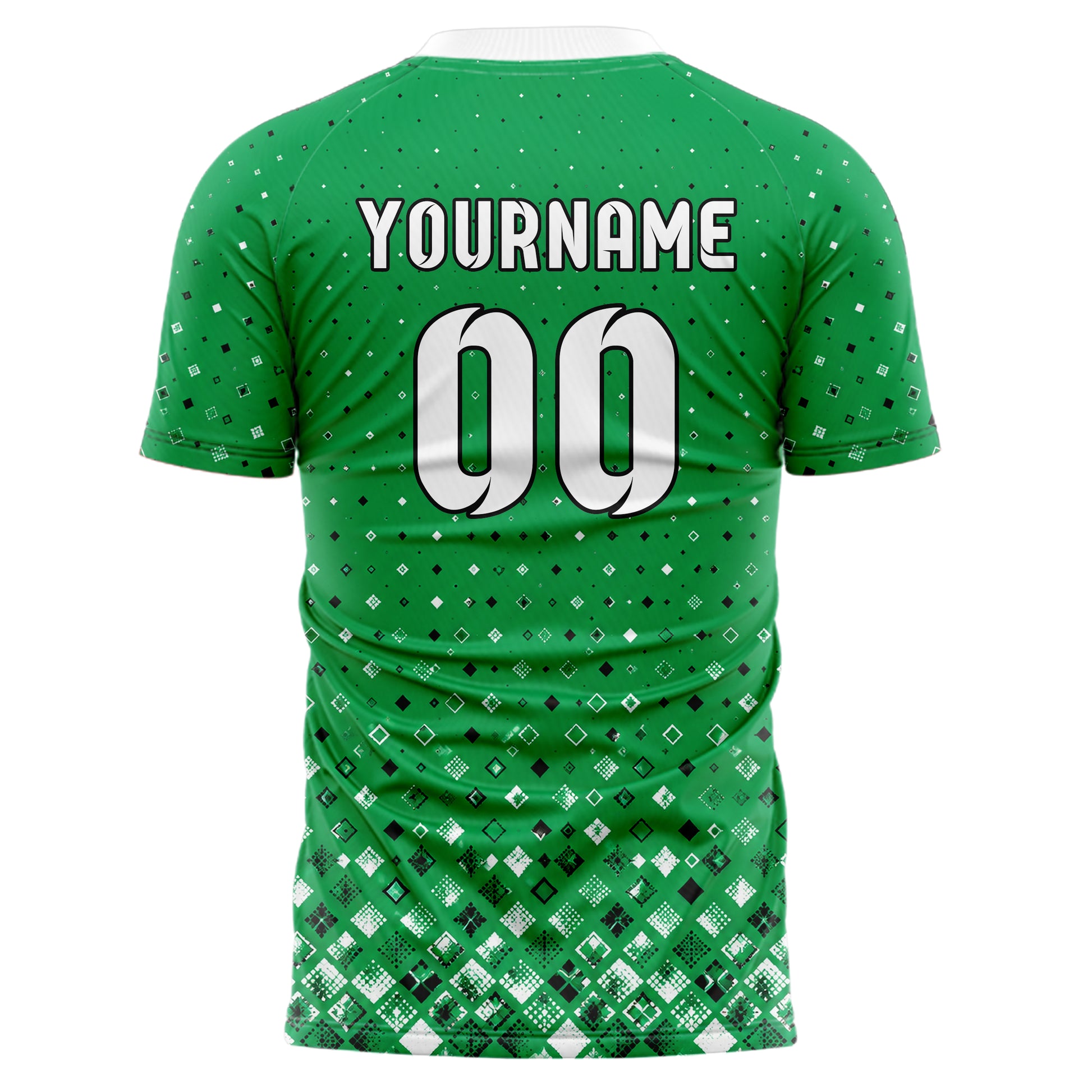 Kellygruen klassisches Rauten dichter Verlauf von unten Design 01-0079 individuelles Fußballtrikot back