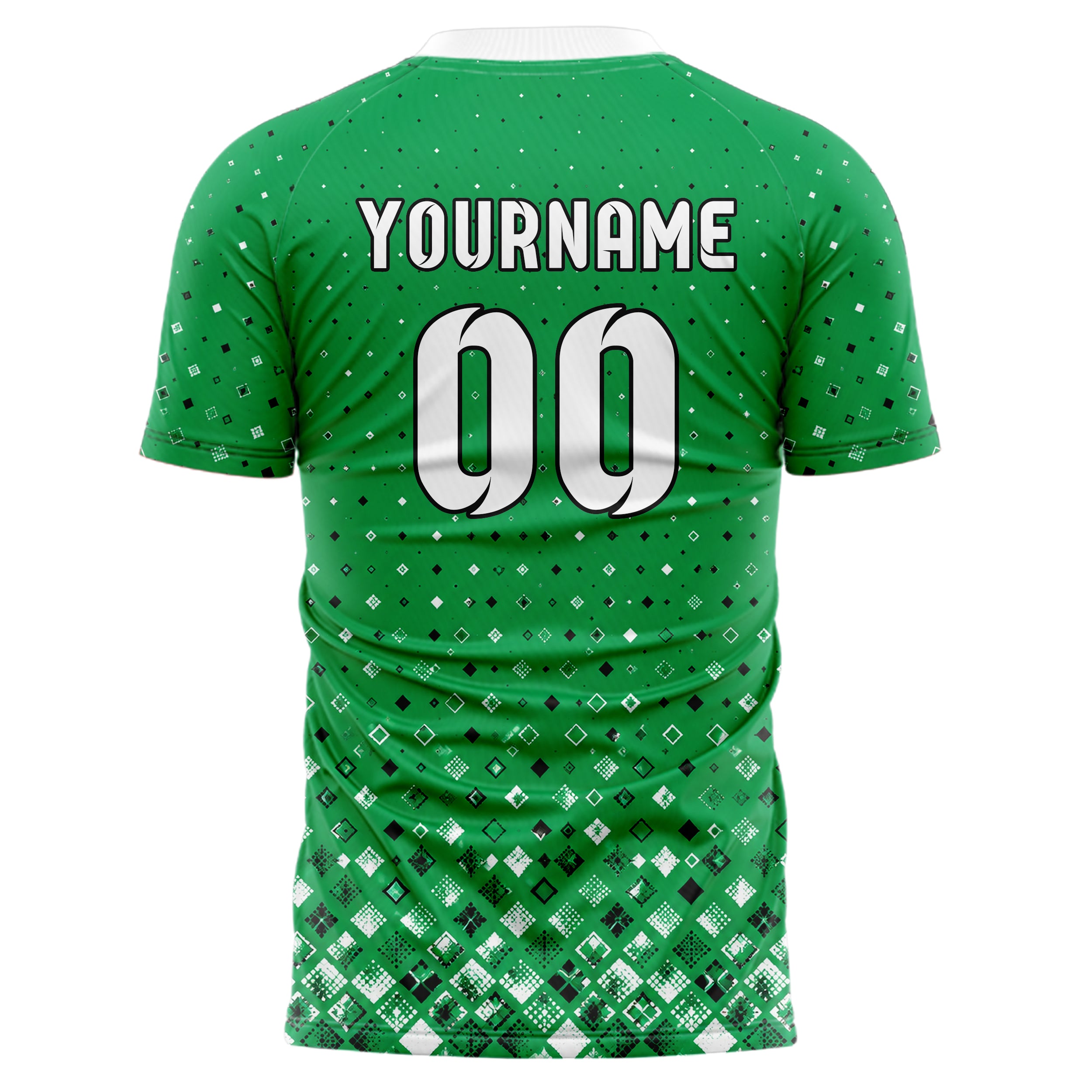 Kellygruen klassisches Rauten dichter Verlauf von unten Design 01-0079 individuelles Fußballtrikot back