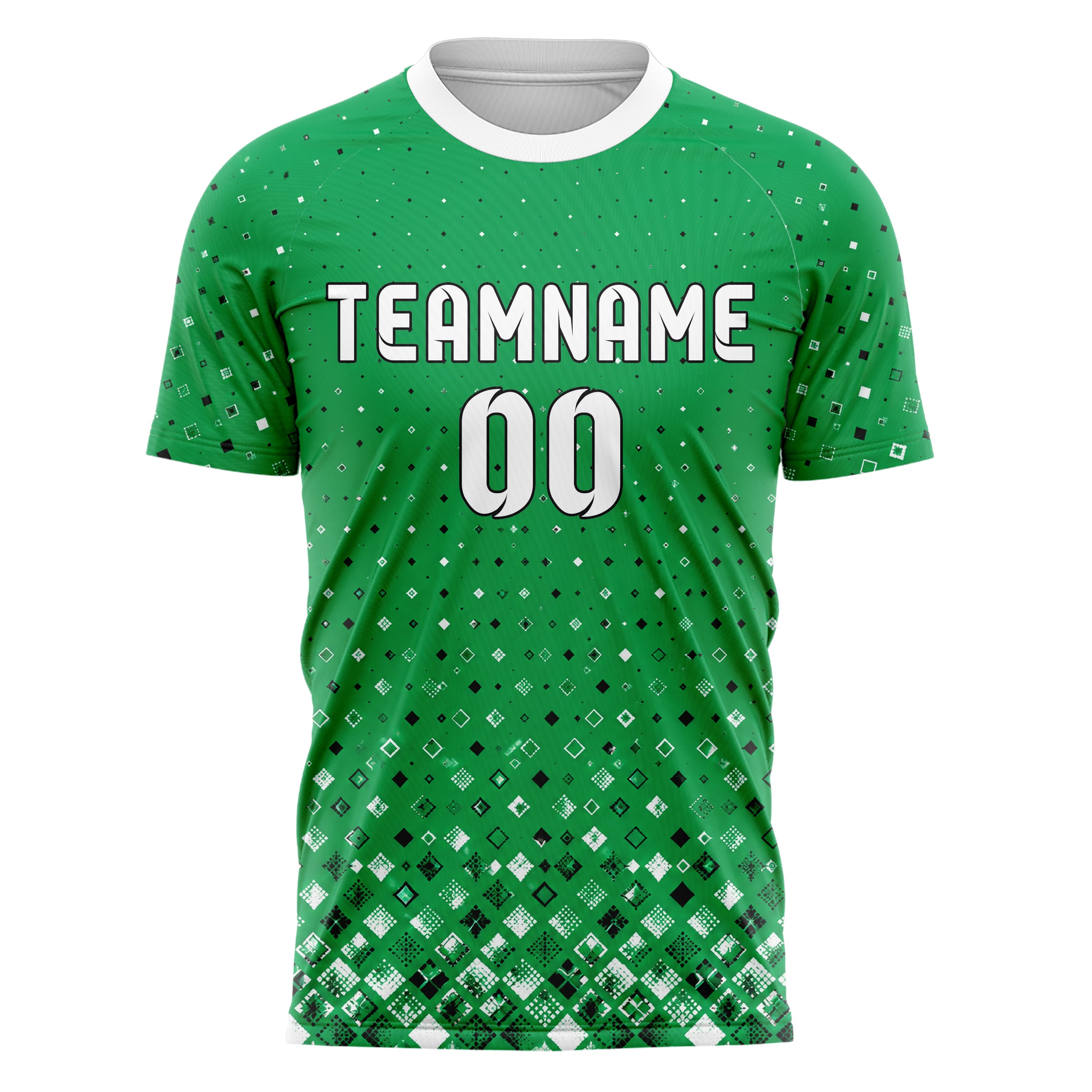 Kellygruen klassisches Rauten dichter Verlauf von unten Design 01-0079 individuelles Fußballtrikot front