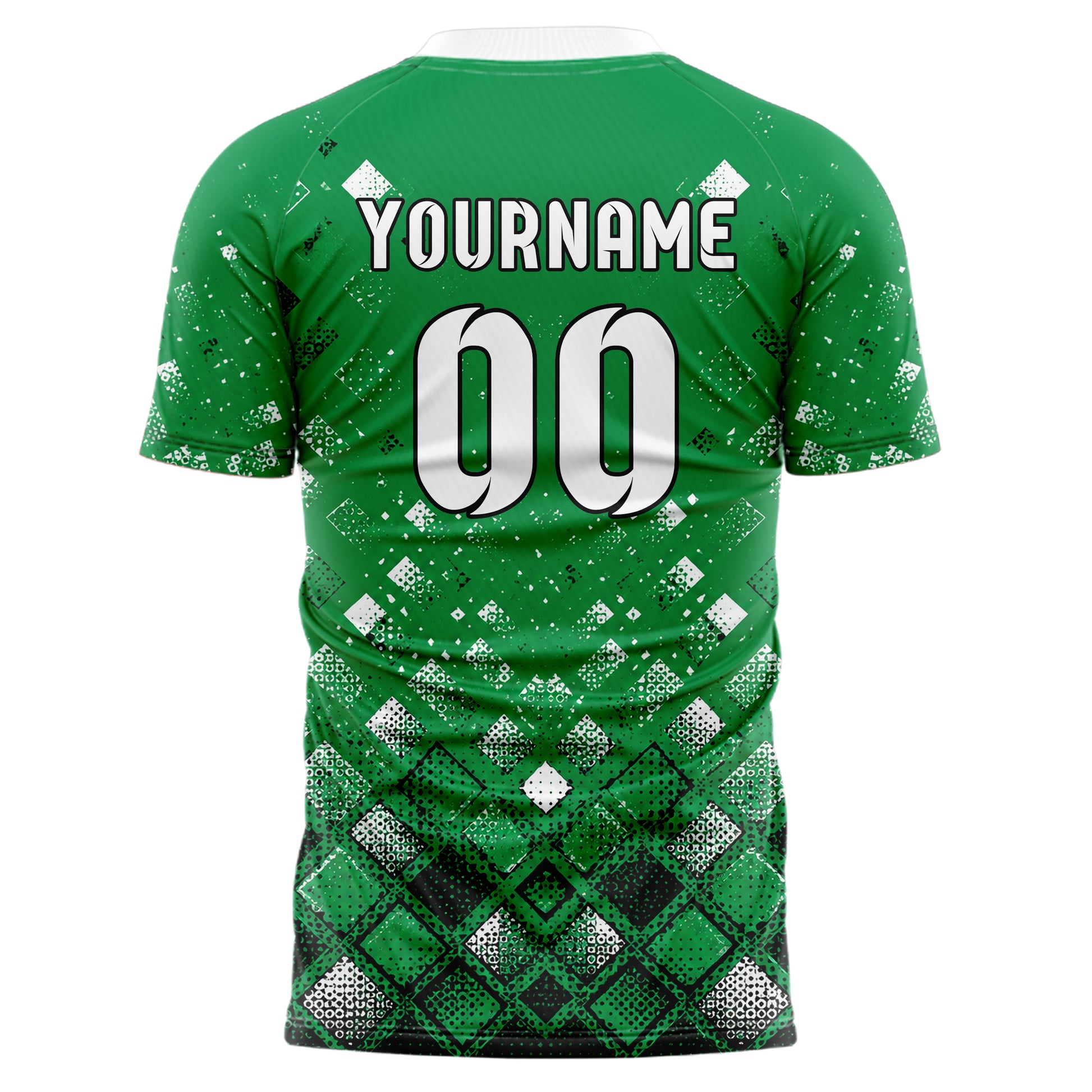 Kellygruen klassisches Rauten dichter Verlauf von unten Design 01-0199 individuelles Fußballtrikot back