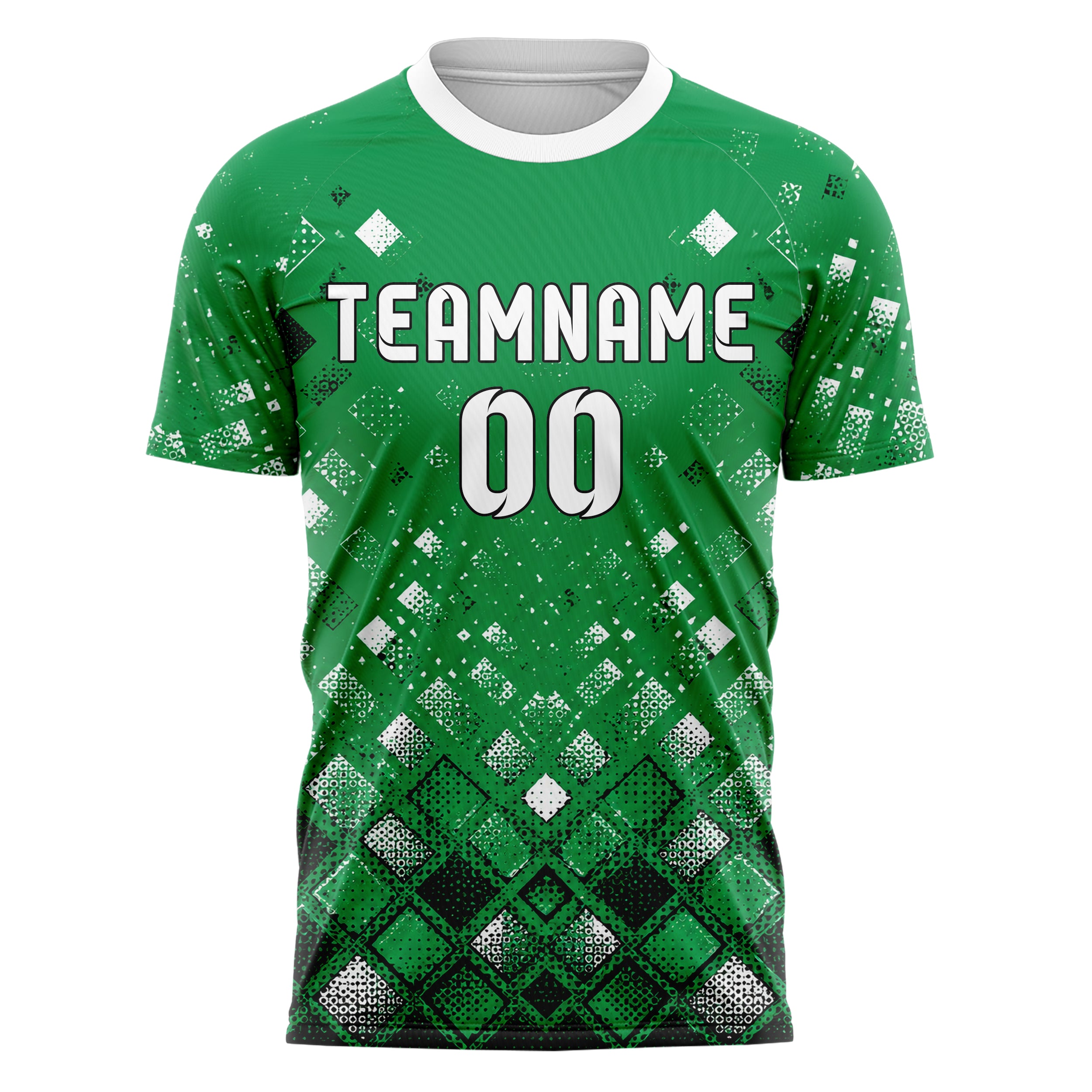 Kellygruen klassisches Rauten dichter Verlauf von unten Design 01-0199 individuelles Fußballtrikot front