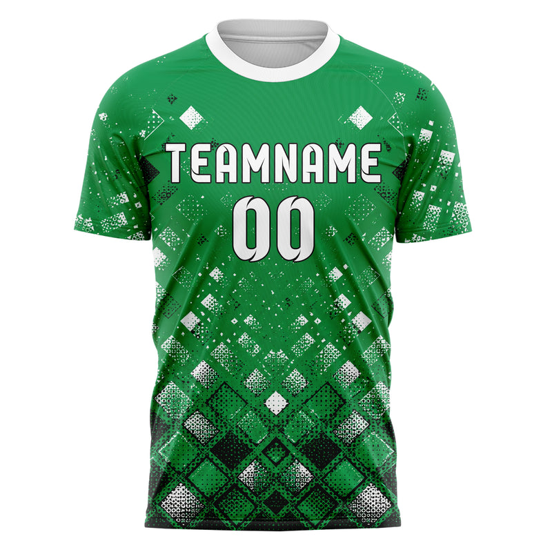 Kellygruen klassisches Rauten dichter Verlauf von unten Design 01-0199 individuelles Fußballtrikot front