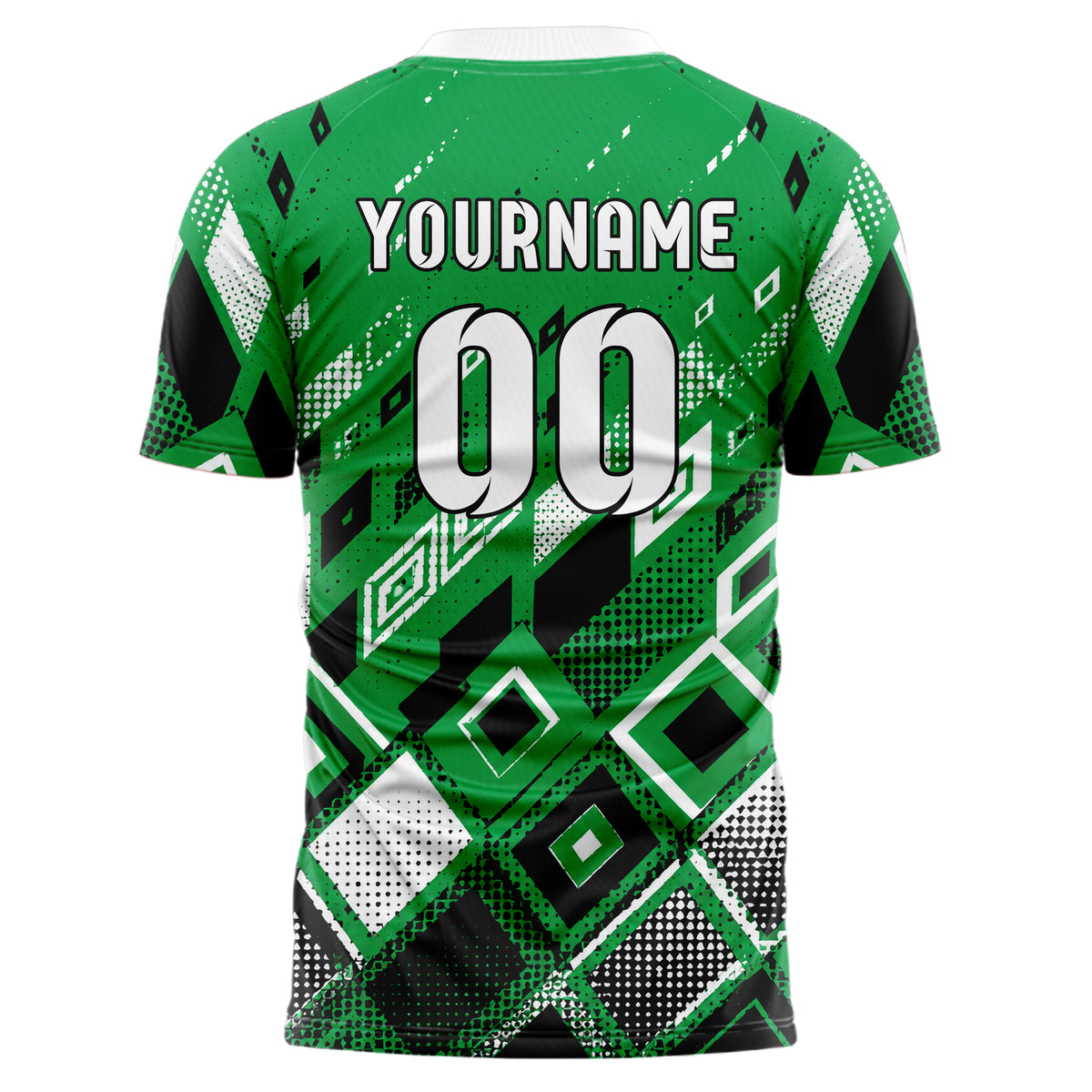 Kellygruen klassisches Rauten dichter Verlauf von unten Design 01-0271 individuelles Fußballtrikot back