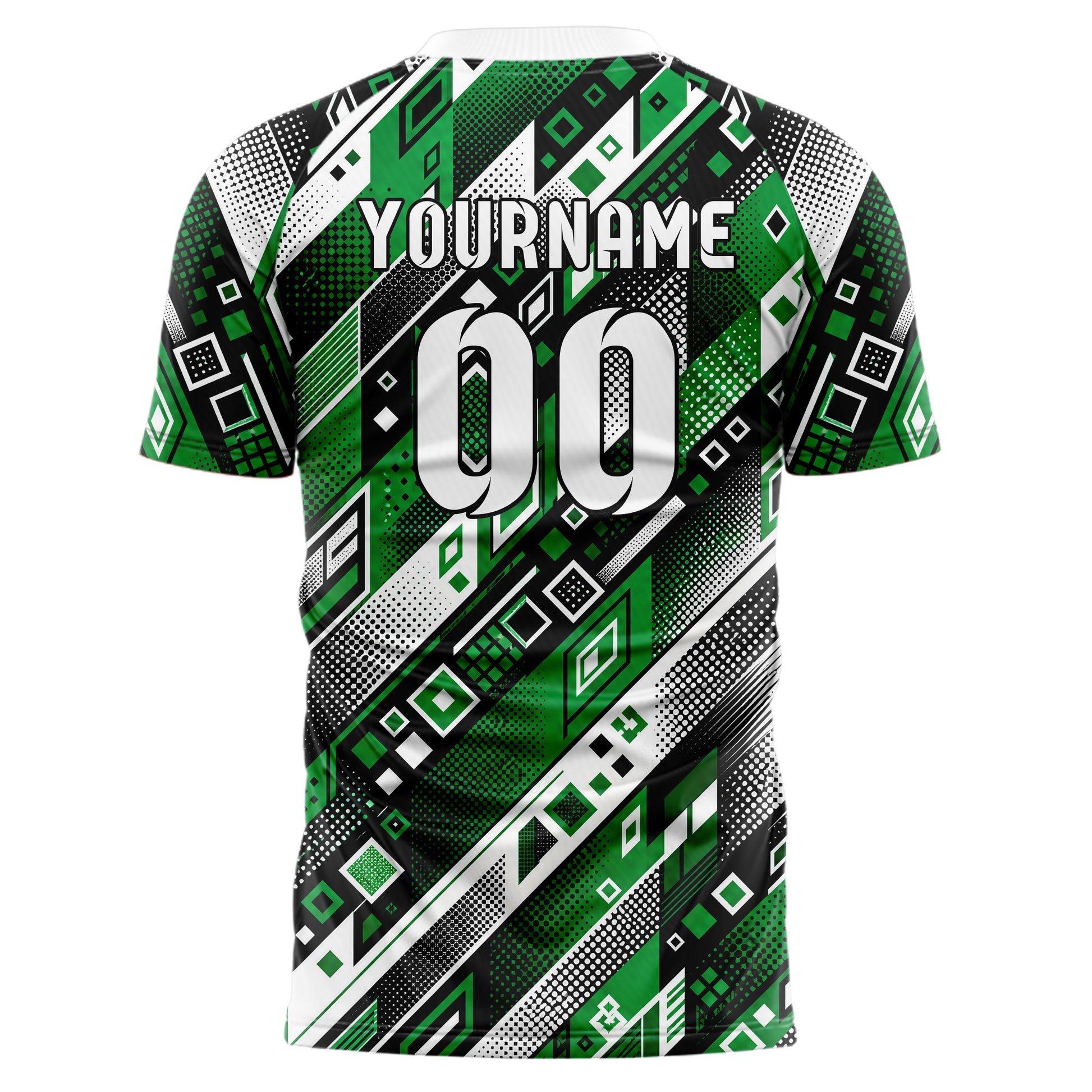Kellygruen klassisches Rauten diagonale Tessellation Design 01-0010 individuelles Fußballtrikot back
