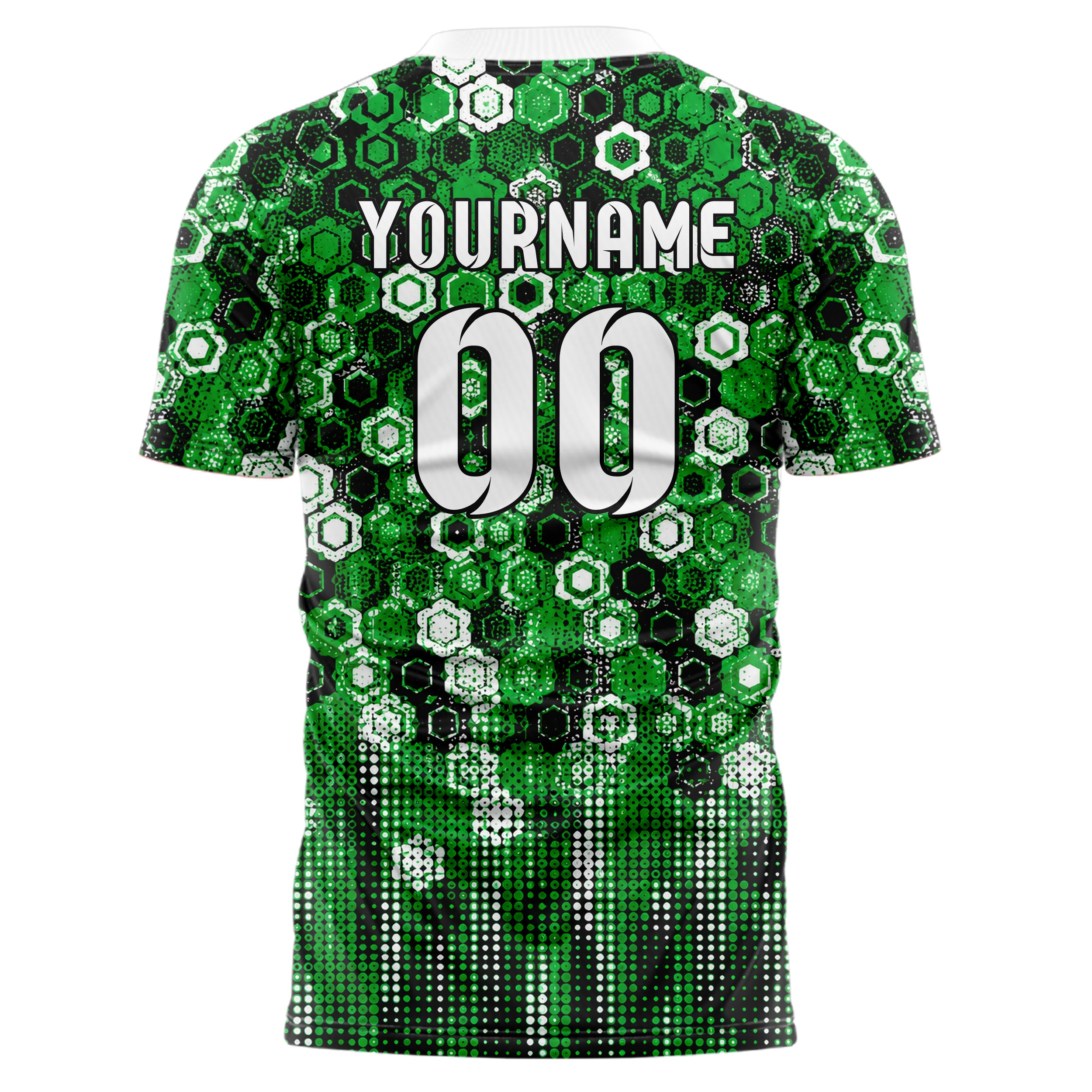 Kellygruen klassisches Rauten hexagonale Panels Design 01-0094 individuelles Fußballtrikot back
