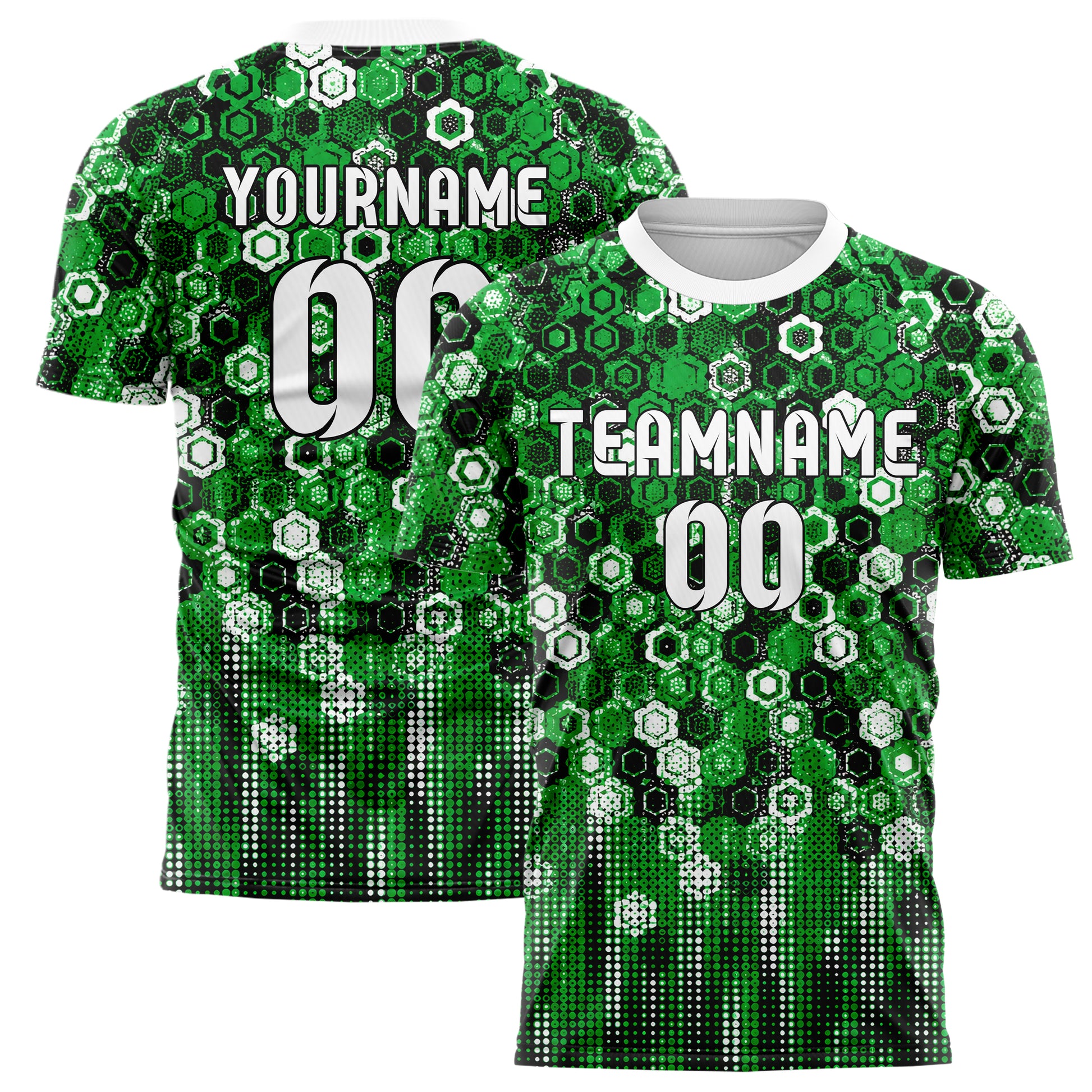 Kellygruen klassisches Rauten hexagonale Panels Design 01-0094 individuelles Fußballtrikot main