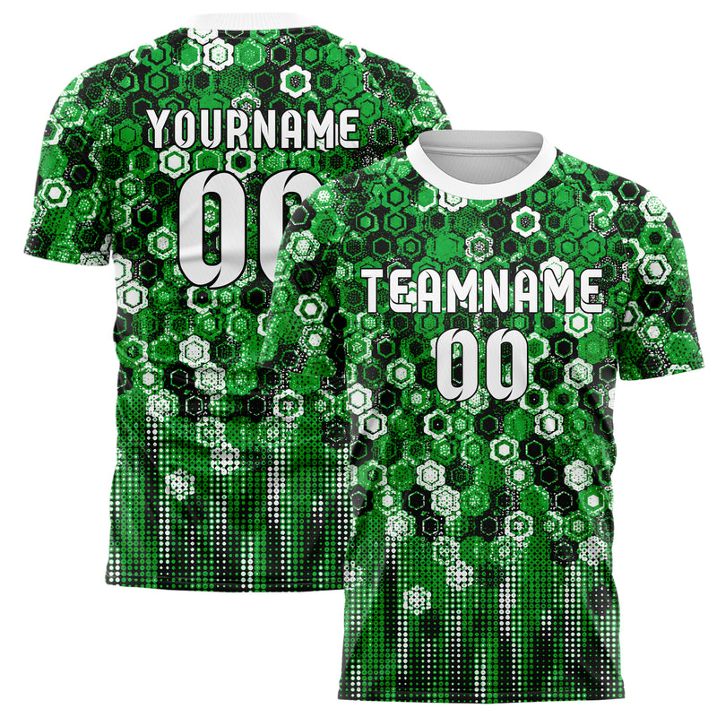 Kellygruen klassisches Rauten hexagonale Panels Design 01-0094 individuelles Fußballtrikot main