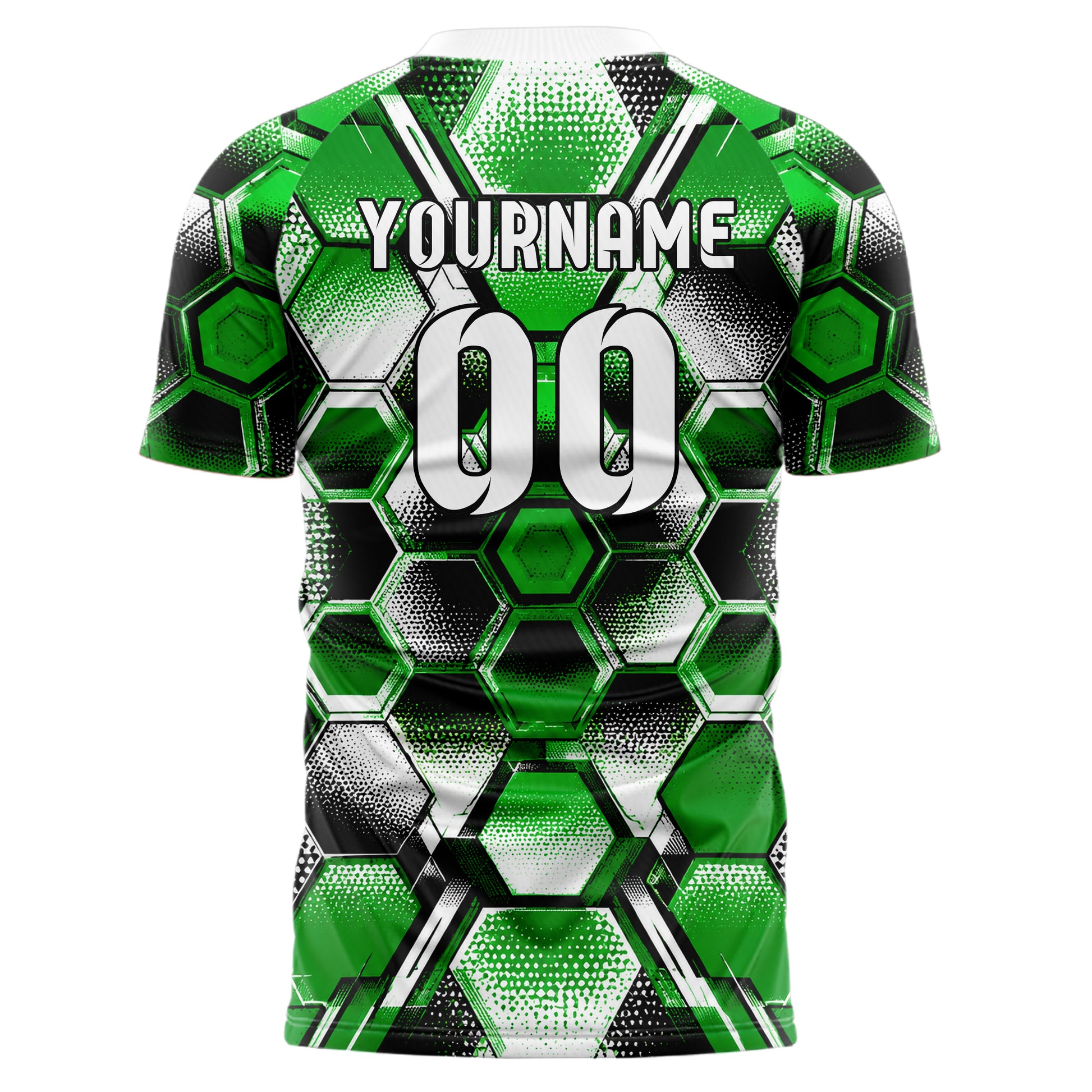 Kellygruen klassisches Rauten hexagonale Panels Design 01-0334 individuelles Fußballtrikot back