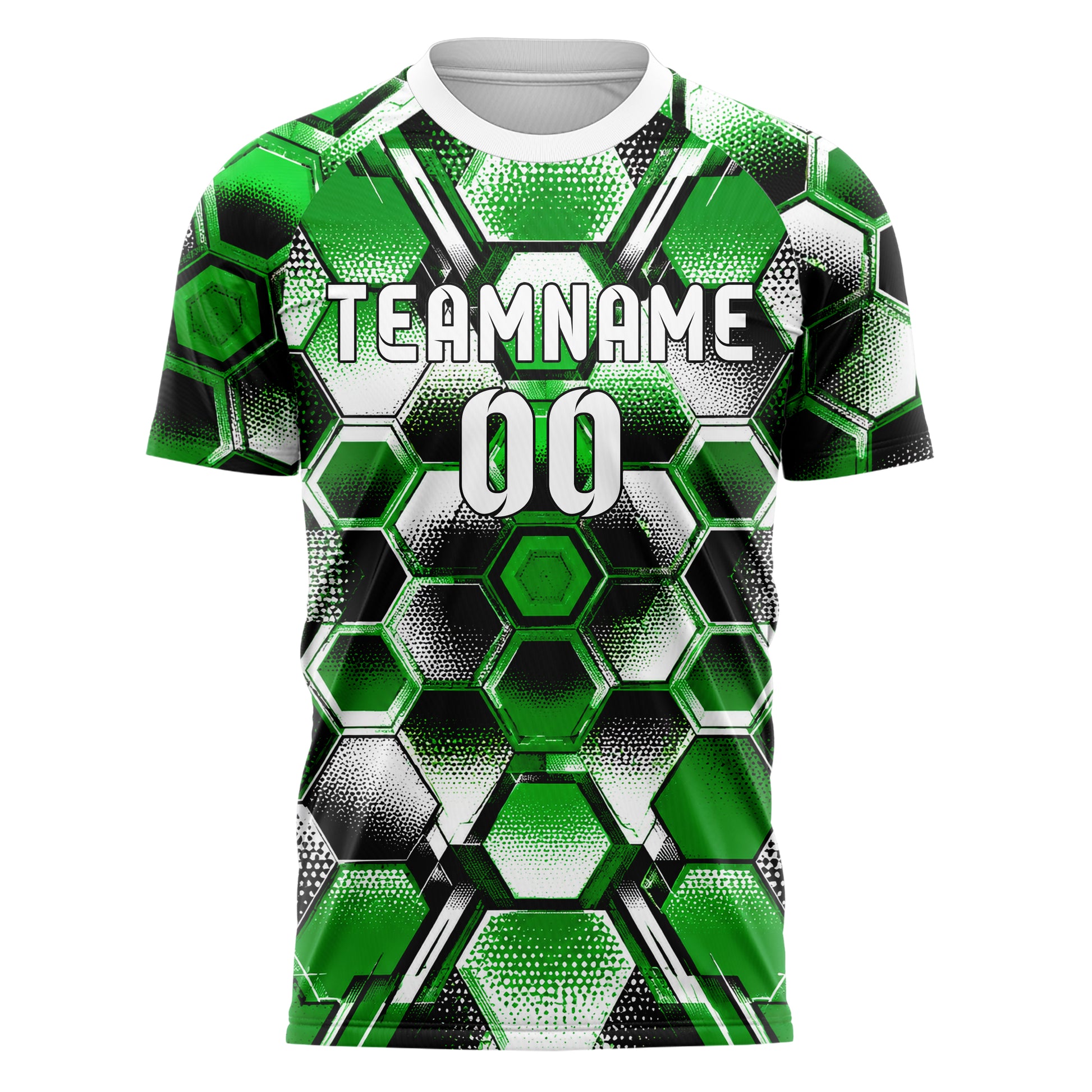 Kellygruen klassisches Rauten hexagonale Panels Design 01-0334 individuelles Fußballtrikot front