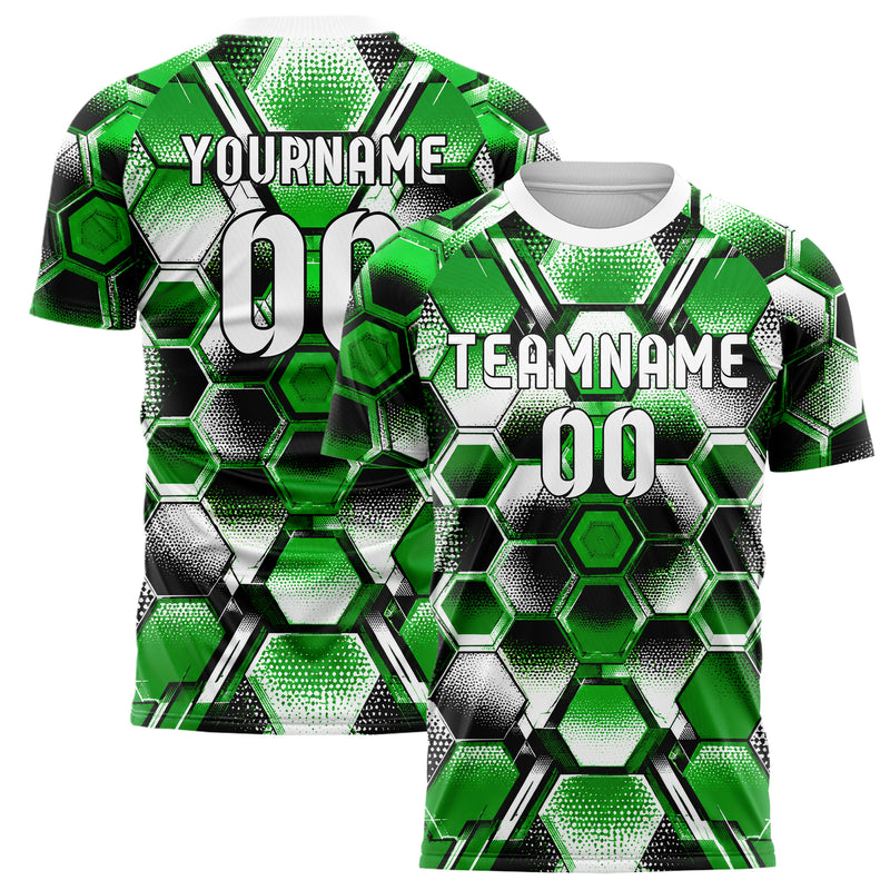 Kellygruen klassisches Rauten hexagonale Panels Design 01-0334 individuelles Fußballtrikot main