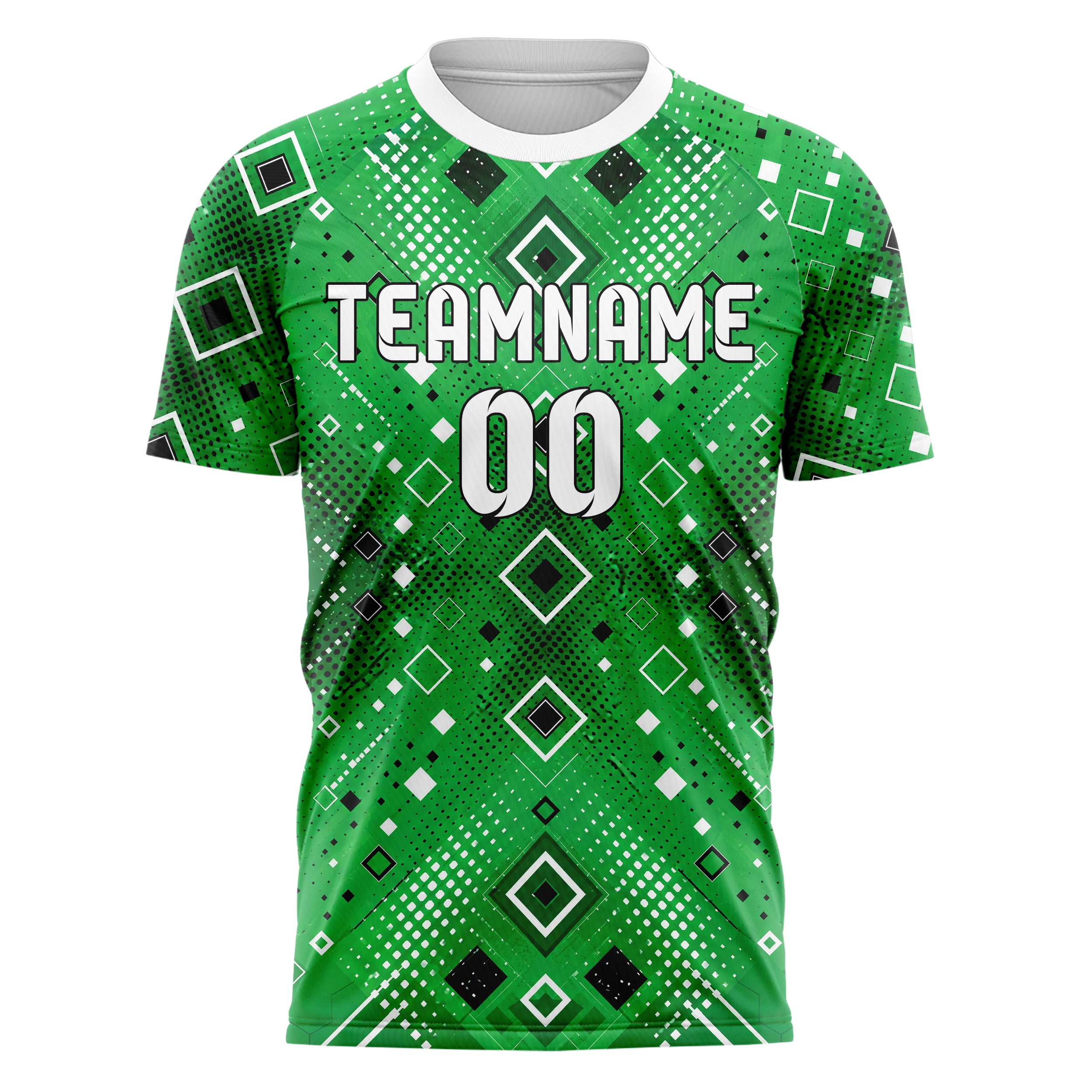Kellygruen klassisches Rauten Micro to Macro Gradient Design 01-0004 individuelles Fußballtrikot front
