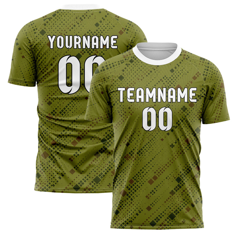 Olivgruen erdiges Rauten Square Grid Design 01-0437 individuelles Fußballtrikot main