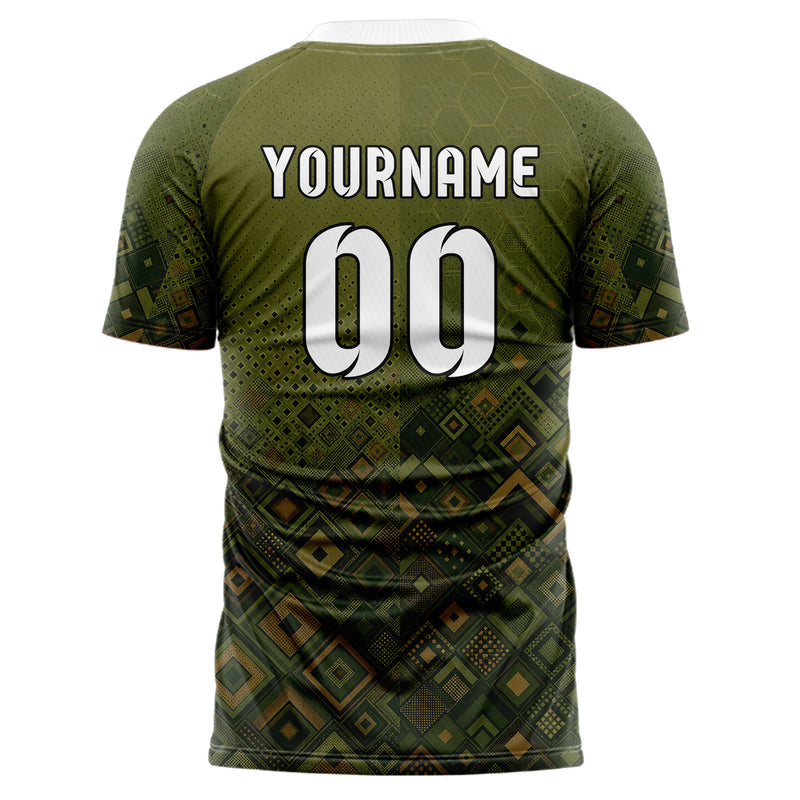 Olivgruen erdiges Rauten dichter Verlauf von unten Design 01-0167 individuelles Fußballtrikot back