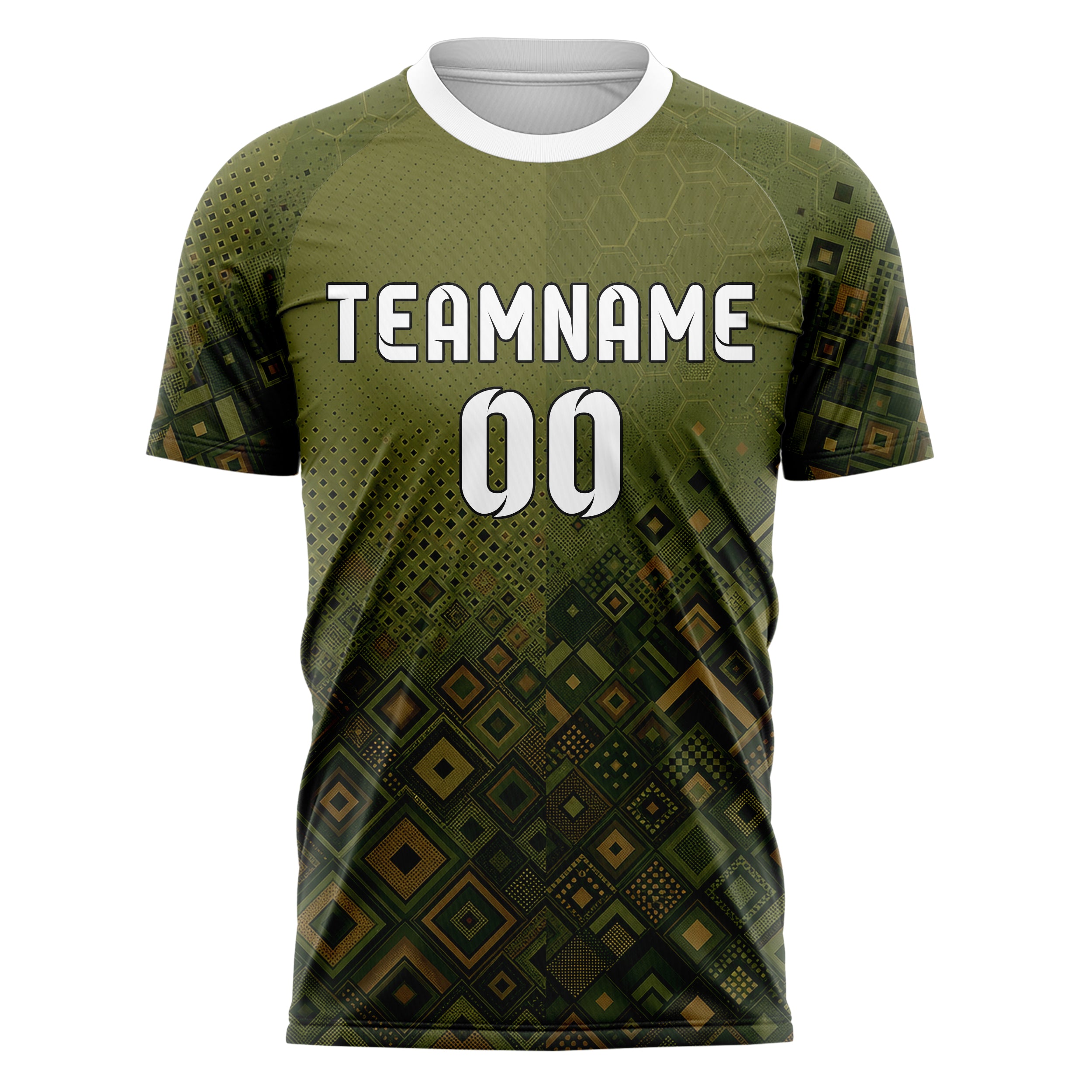Olivgruen erdiges Rauten dichter Verlauf von unten Design 01-0167 individuelles Fußballtrikot front