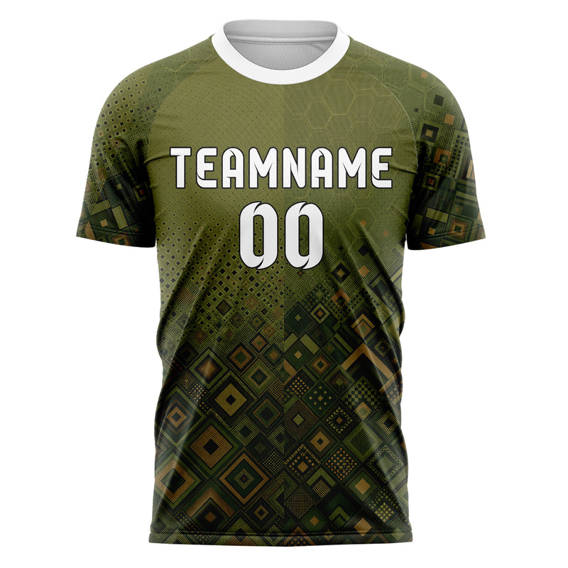 Olivgruen erdiges Rauten dichter Verlauf von unten Design 01-0167 individuelles Fußballtrikot front