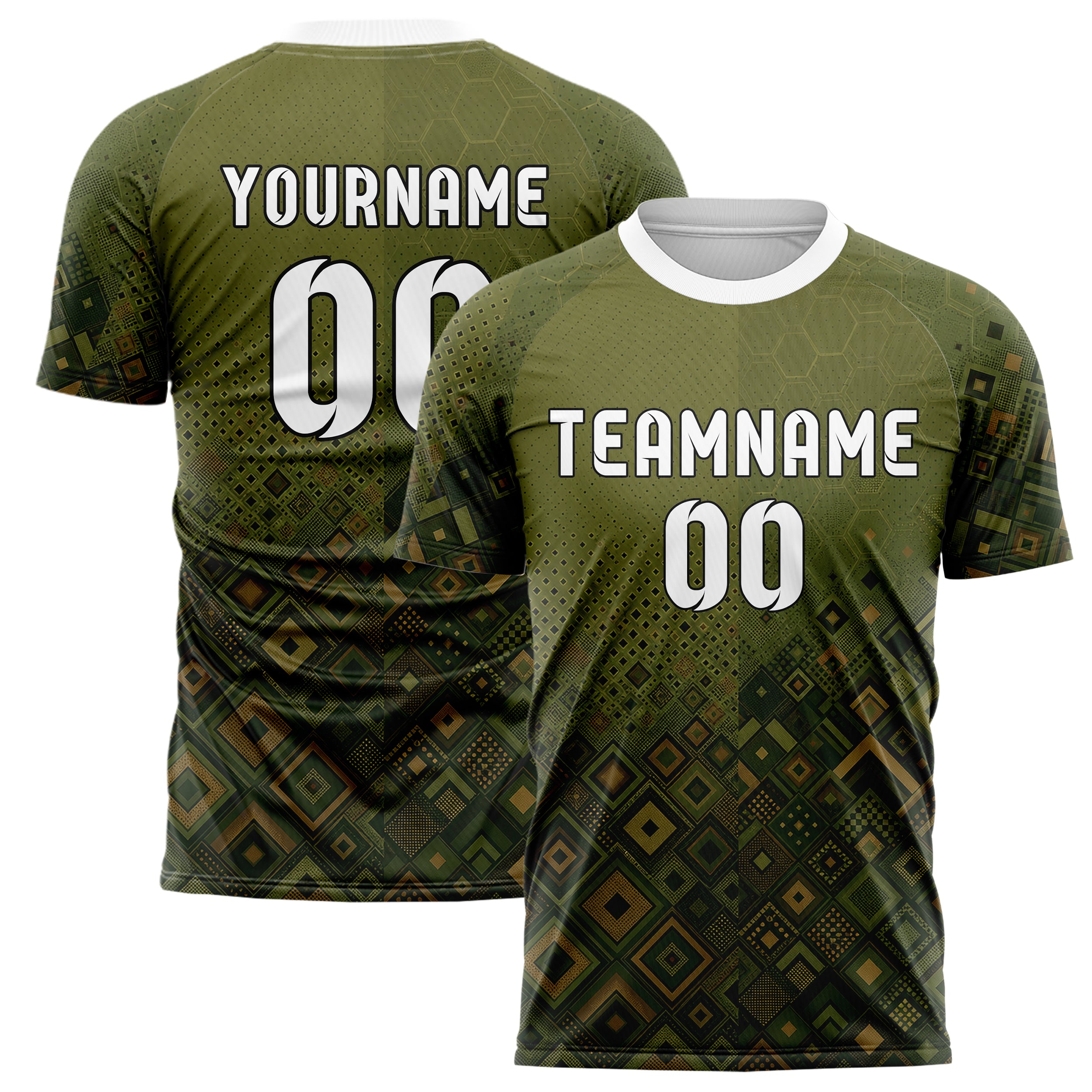 Olivgruen erdiges Rauten dichter Verlauf von unten Design 01-0167 individuelles Fußballtrikot main