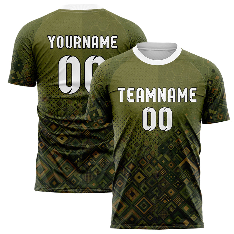 Olivgruen erdiges Rauten dichter Verlauf von unten Design 01-0167 individuelles Fußballtrikot main