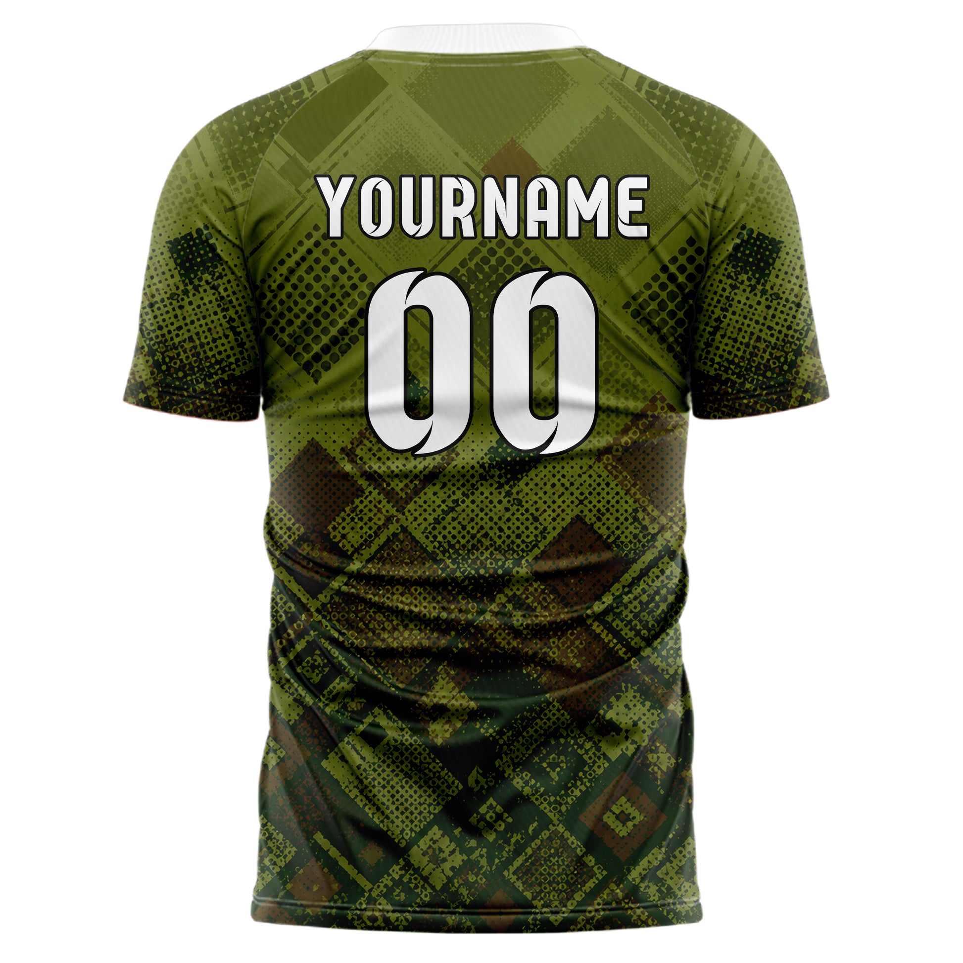 Olivgruen erdiges Rauten dichter Verlauf von unten Design 01-0215 individuelles Fußballtrikot back
