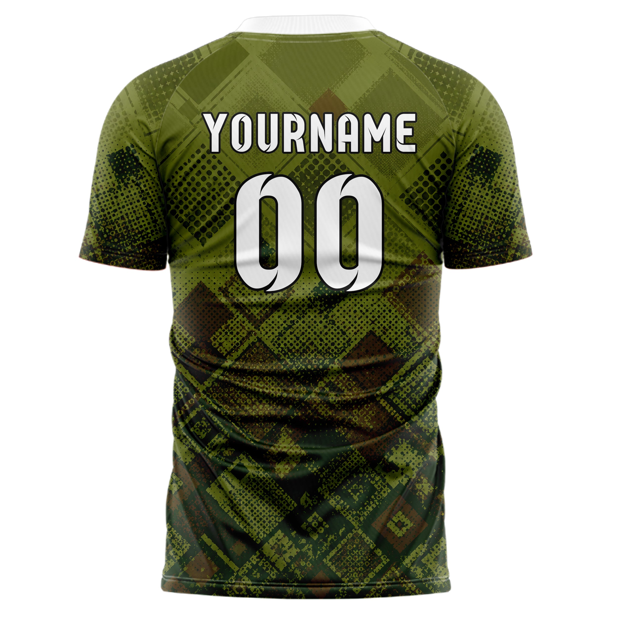 Olivgruen erdiges Rauten dichter Verlauf von unten Design 01-0215 individuelles Fußballtrikot back