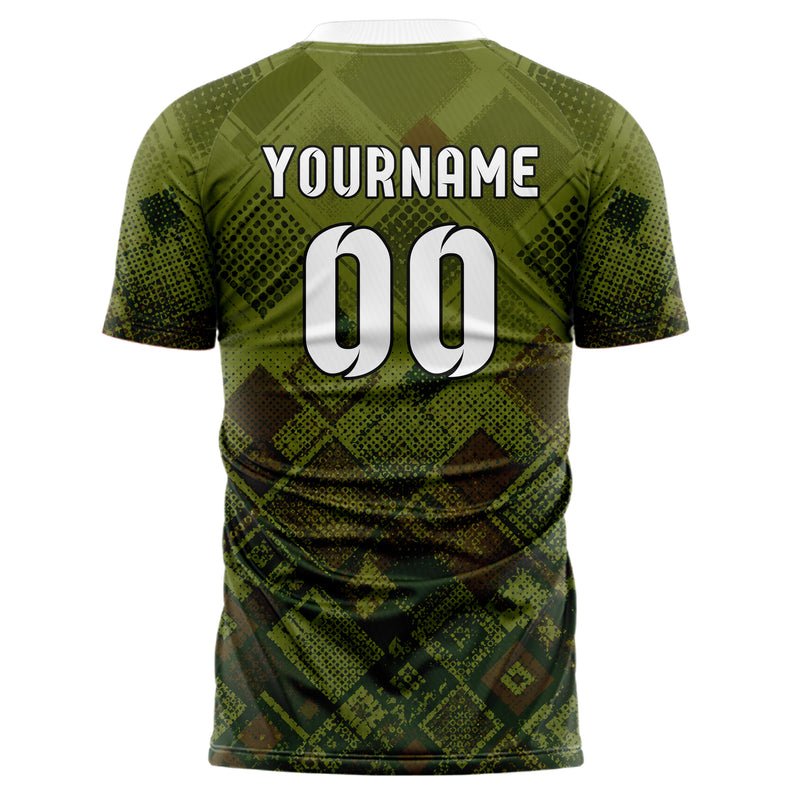 Olivgruen erdiges Rauten dichter Verlauf von unten Design 01-0215 individuelles Fußballtrikot back