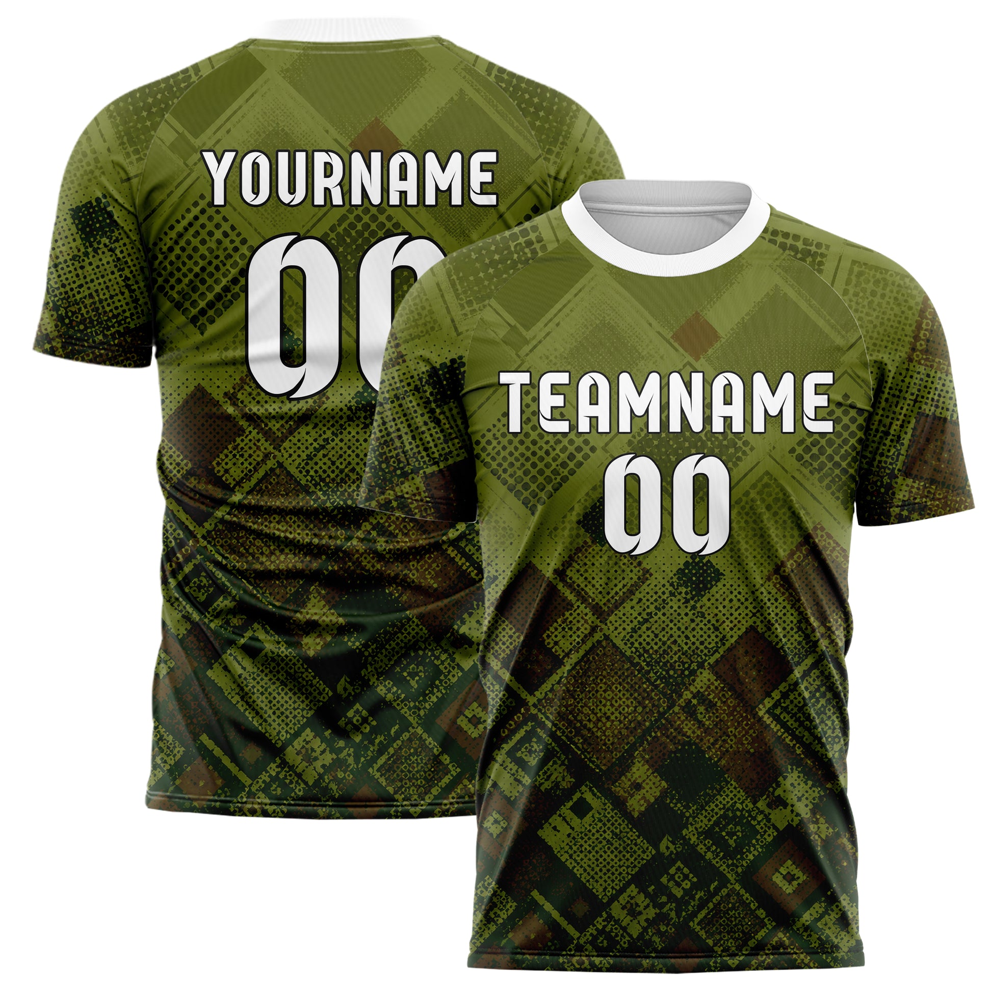 Olivgruen erdiges Rauten dichter Verlauf von unten Design 01-0215 individuelles Fußballtrikot main