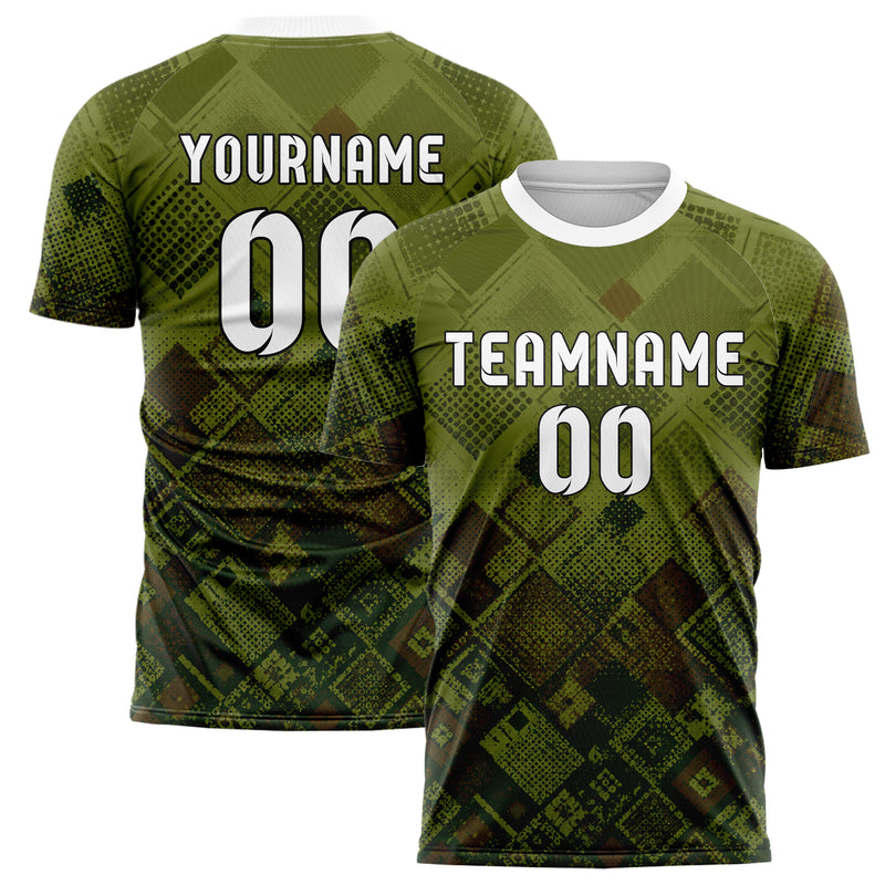 Olivgruen erdiges Rauten dichter Verlauf von unten Design 01-0215 individuelles Fußballtrikot main