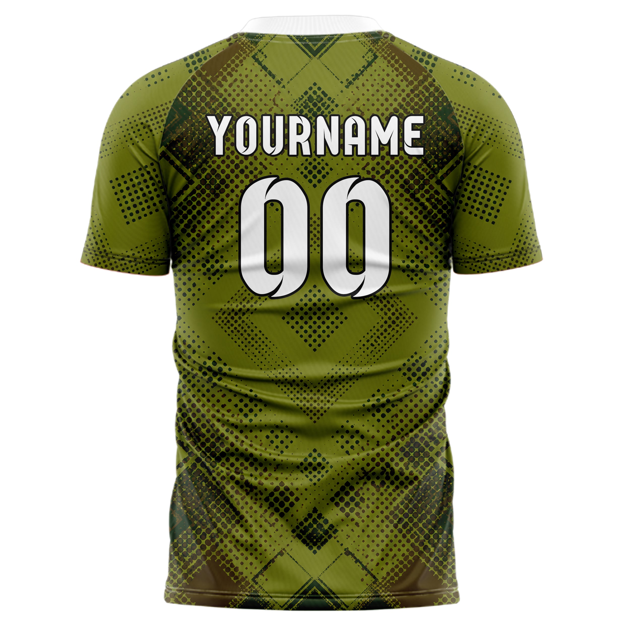 Olivgruen erdiges Rauten radialer Center Fade Design 01-0425 individuelles Fußballtrikot back