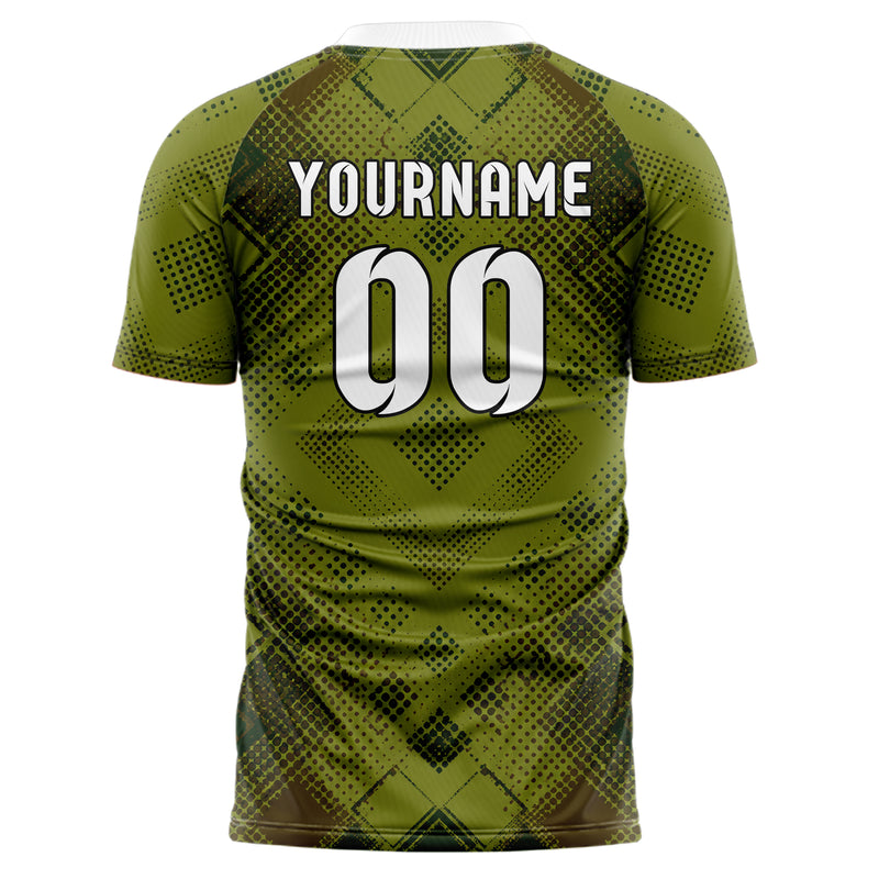 Olivgruen erdiges Rauten radialer Center Fade Design 01-0425 individuelles Fußballtrikot back