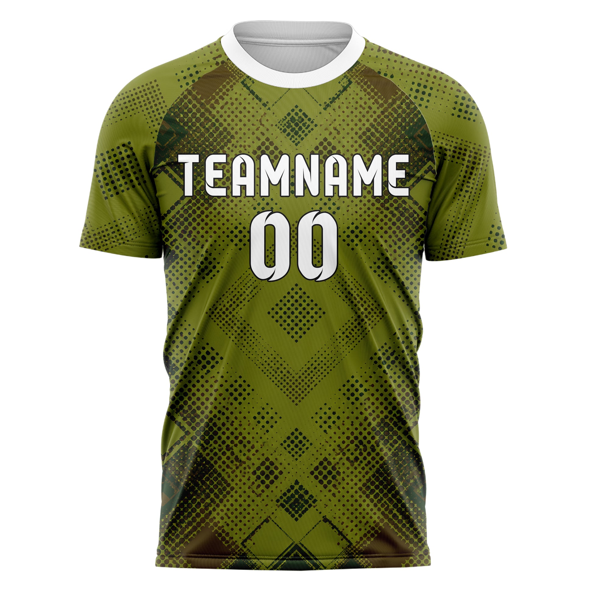 Olivgruen erdiges Rauten radialer Center Fade Design 01-0425 individuelles Fußballtrikot front