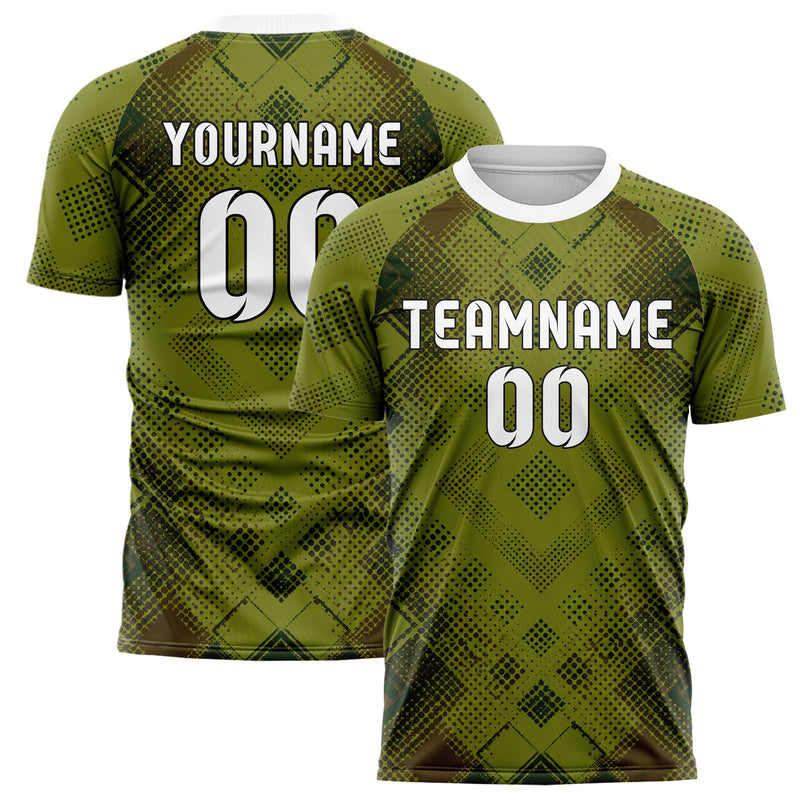 Olivgruen erdiges Rauten radialer Center Fade Design 01-0425 individuelles Fußballtrikot main
