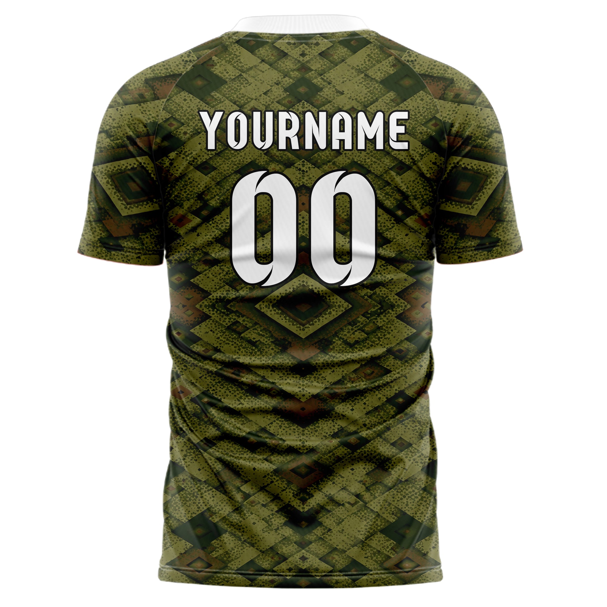 Olivgruen erdiges Rauten Layered 3D Rhombus Design 01-0155 individuelles Fußballtrikot back